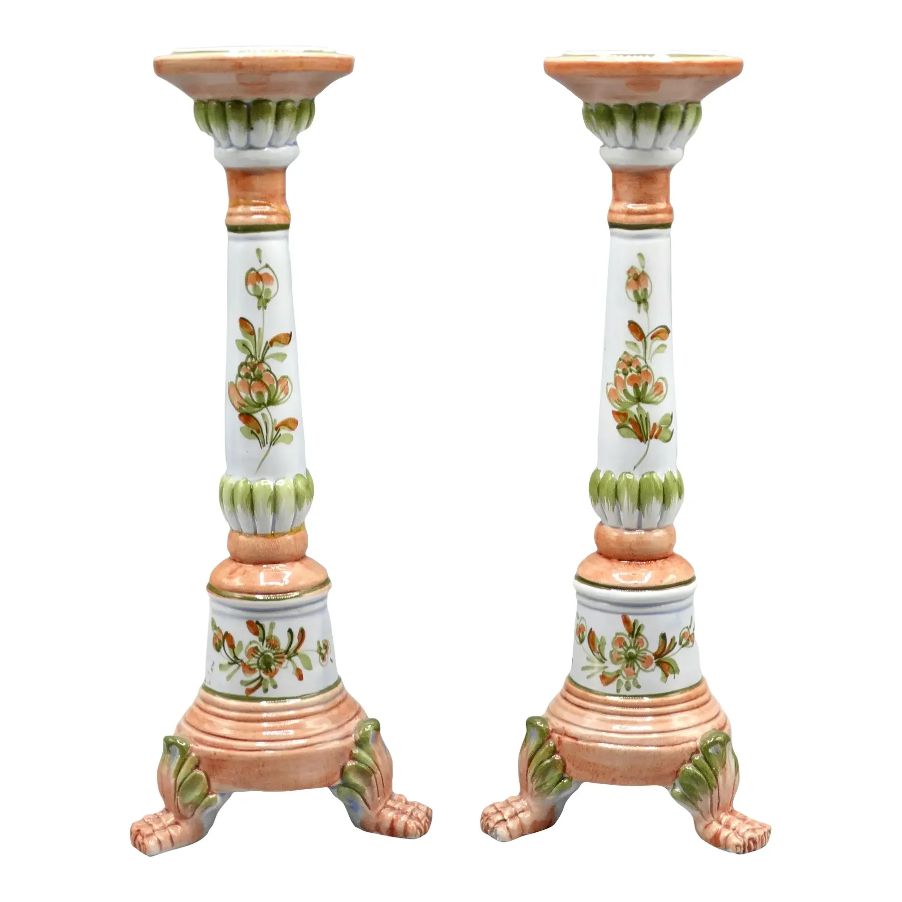Vintage Italian Candlesticks With Paw Feet, a Pair