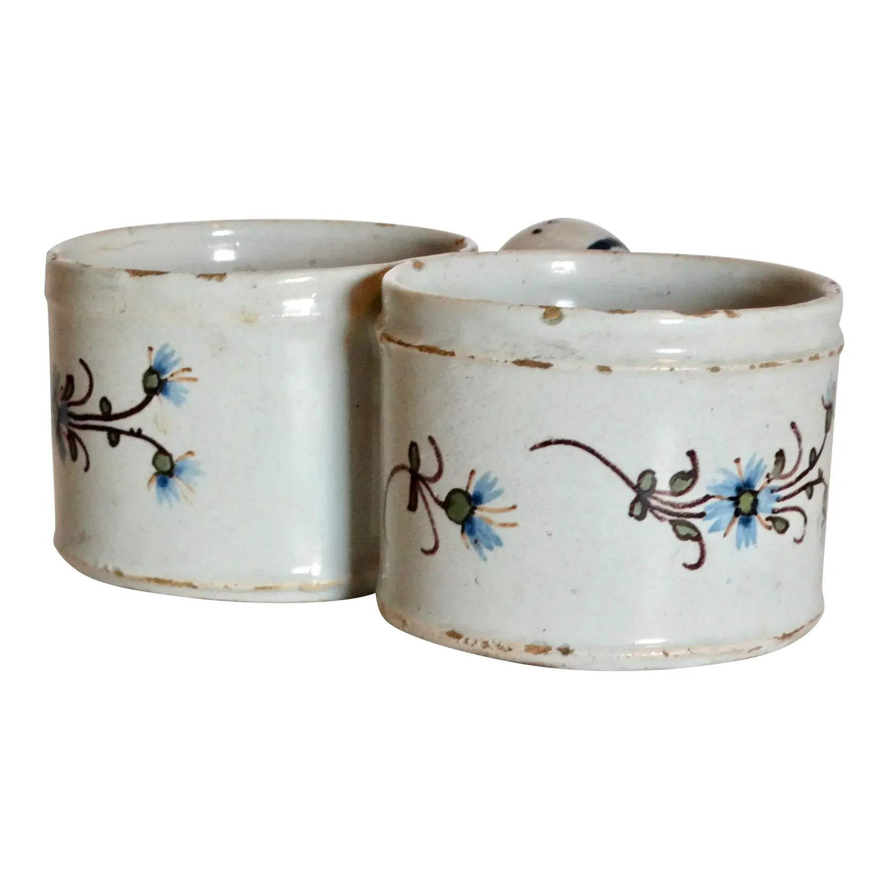 Antique Delft Faience Presentier Double Dish Hand Painted