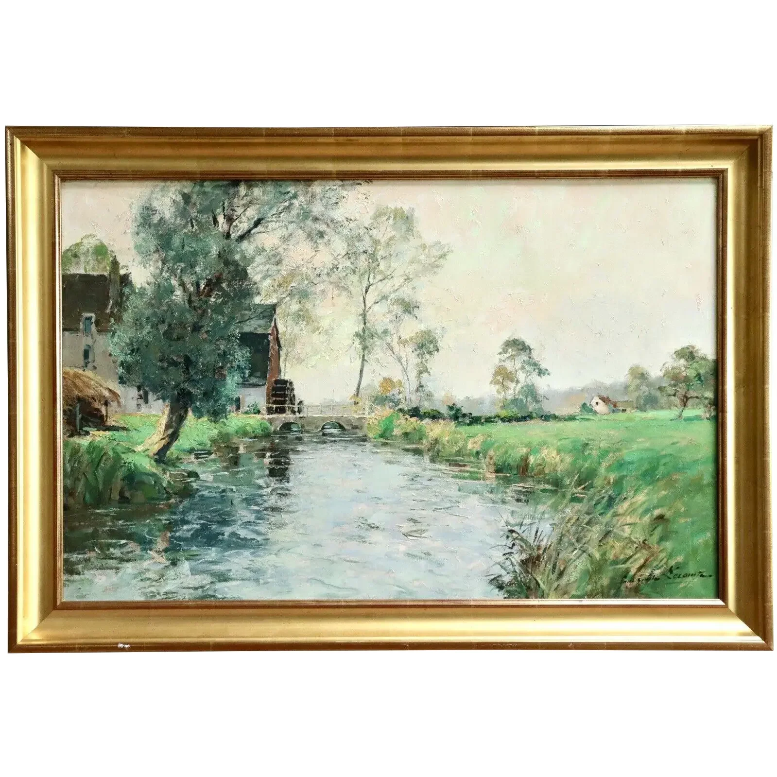 'Watermill on a River' Oil Painting Paul Emile Lecomte (1877 - 1950)