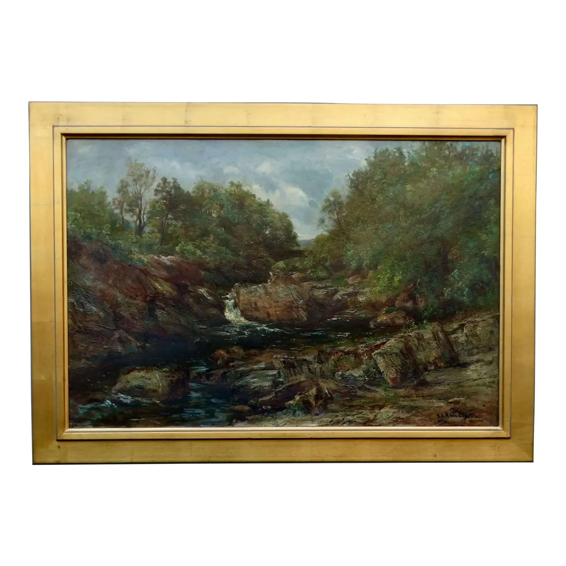 'A Rocky River' Oil Painting Sebastopol Samuel Holland Fl. 1877 - 1911