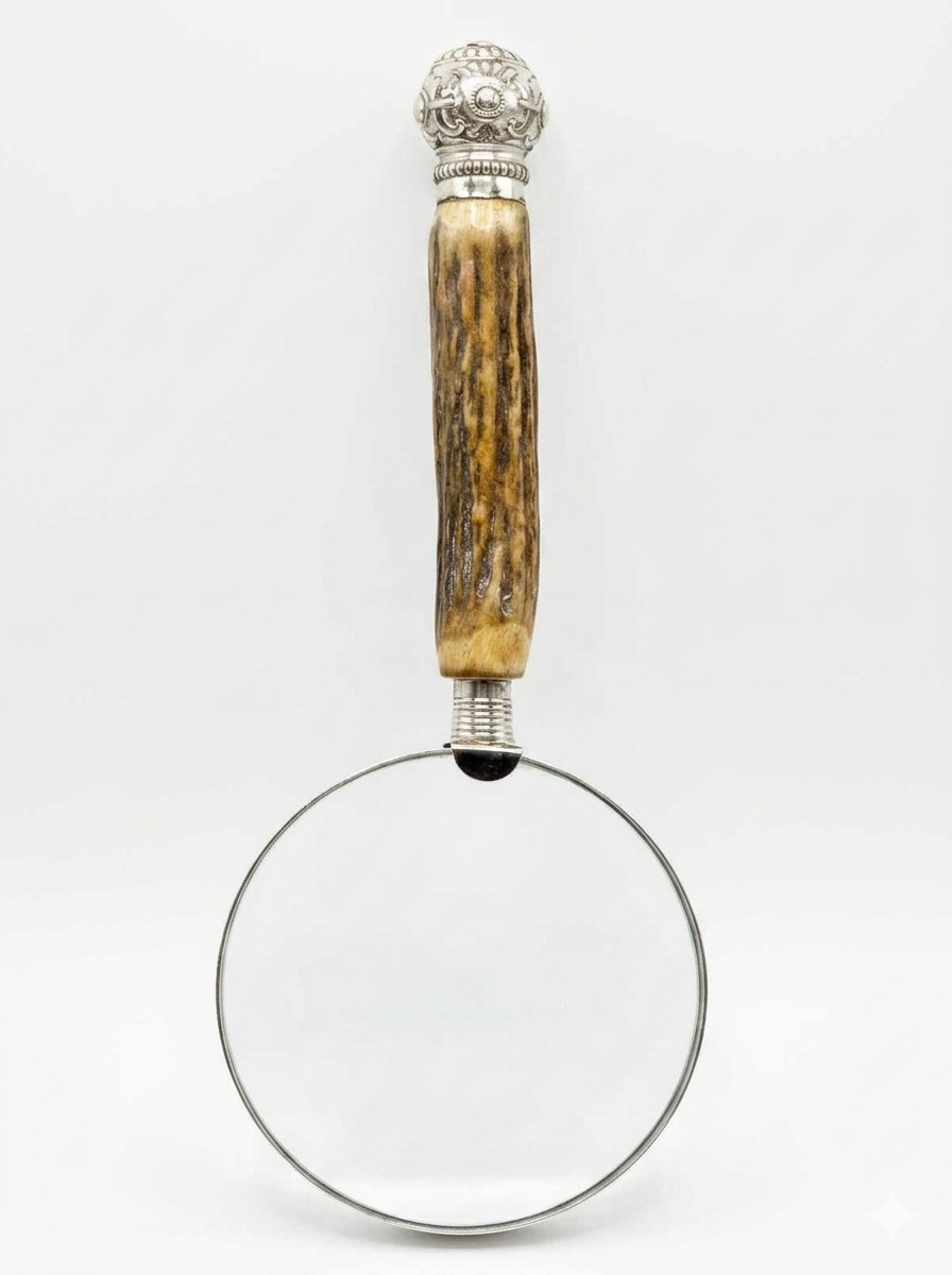 Antique English Sterling & Stag Horn Magnifying Glass w/ Hallmarks