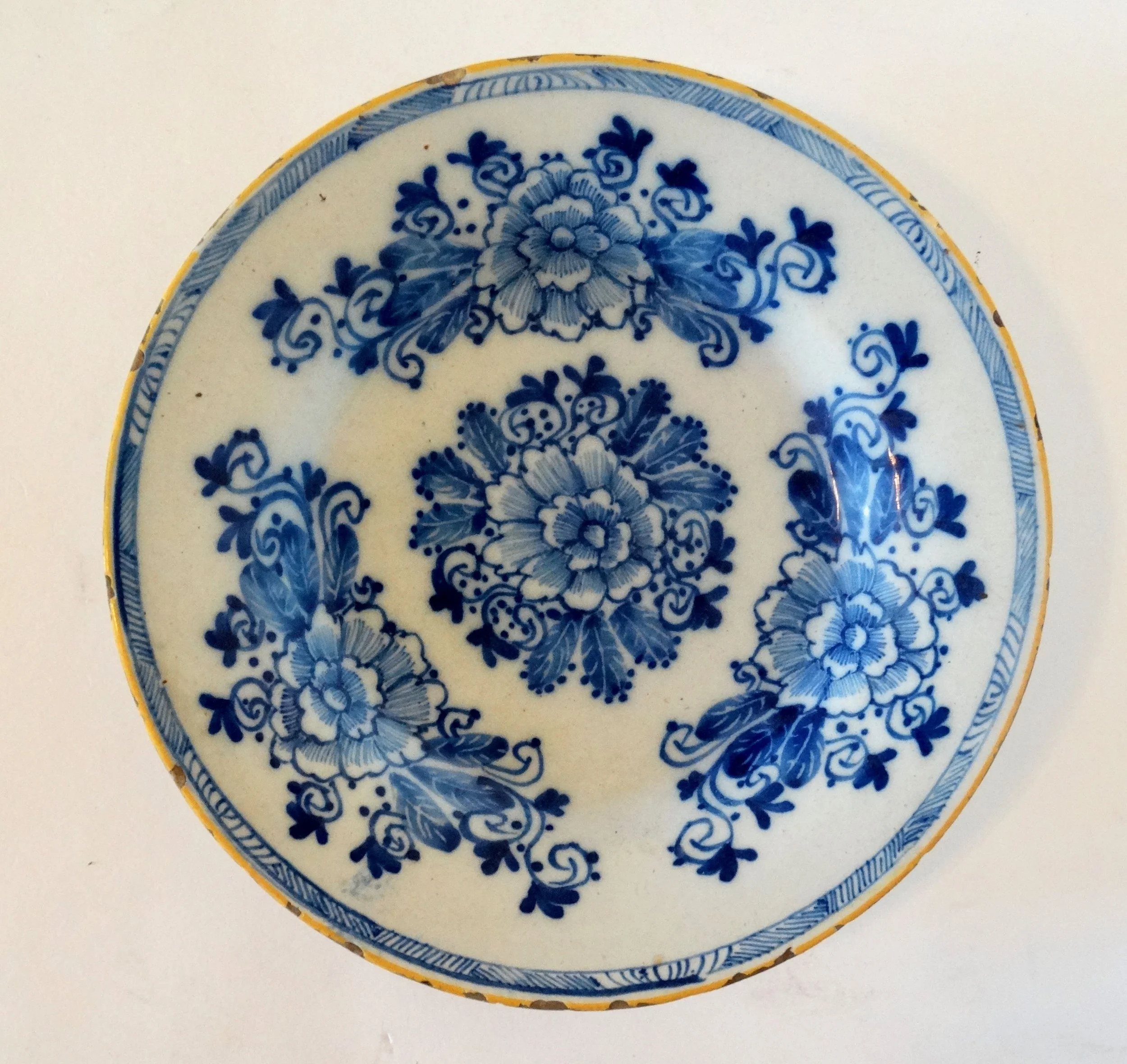 18th-Century Dutch Delft Plate Porcelayne Bijl Marked