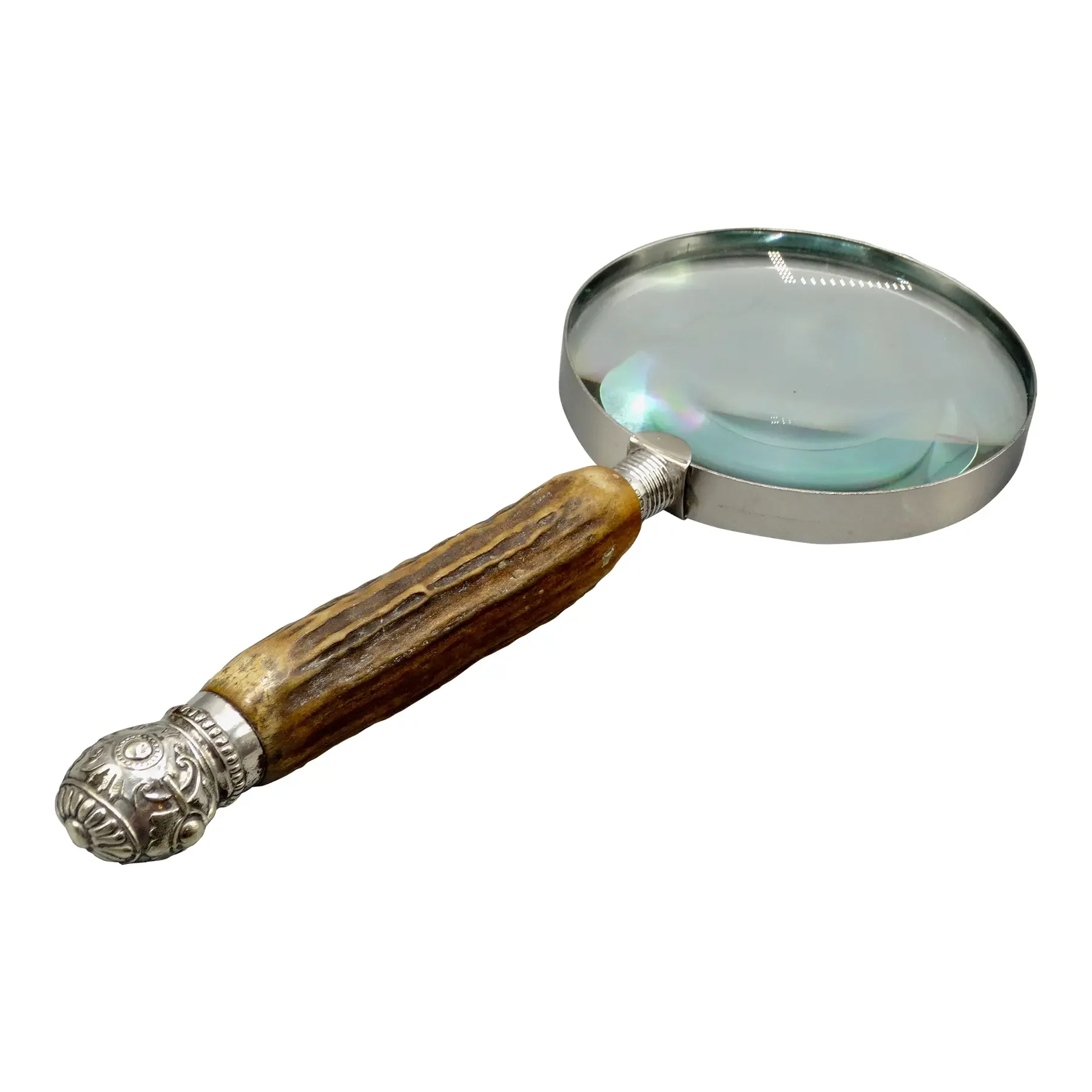 Antique English Sterling & Stag Horn Magnifying Glass w/ Hallmarks