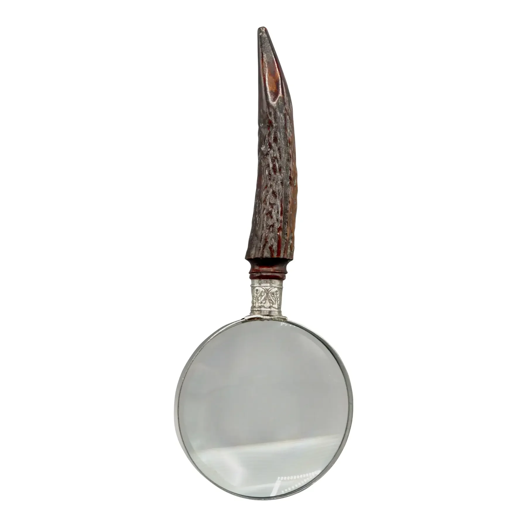 Antique Sterling & Stag Magnifying Glass w/ Hallmarks