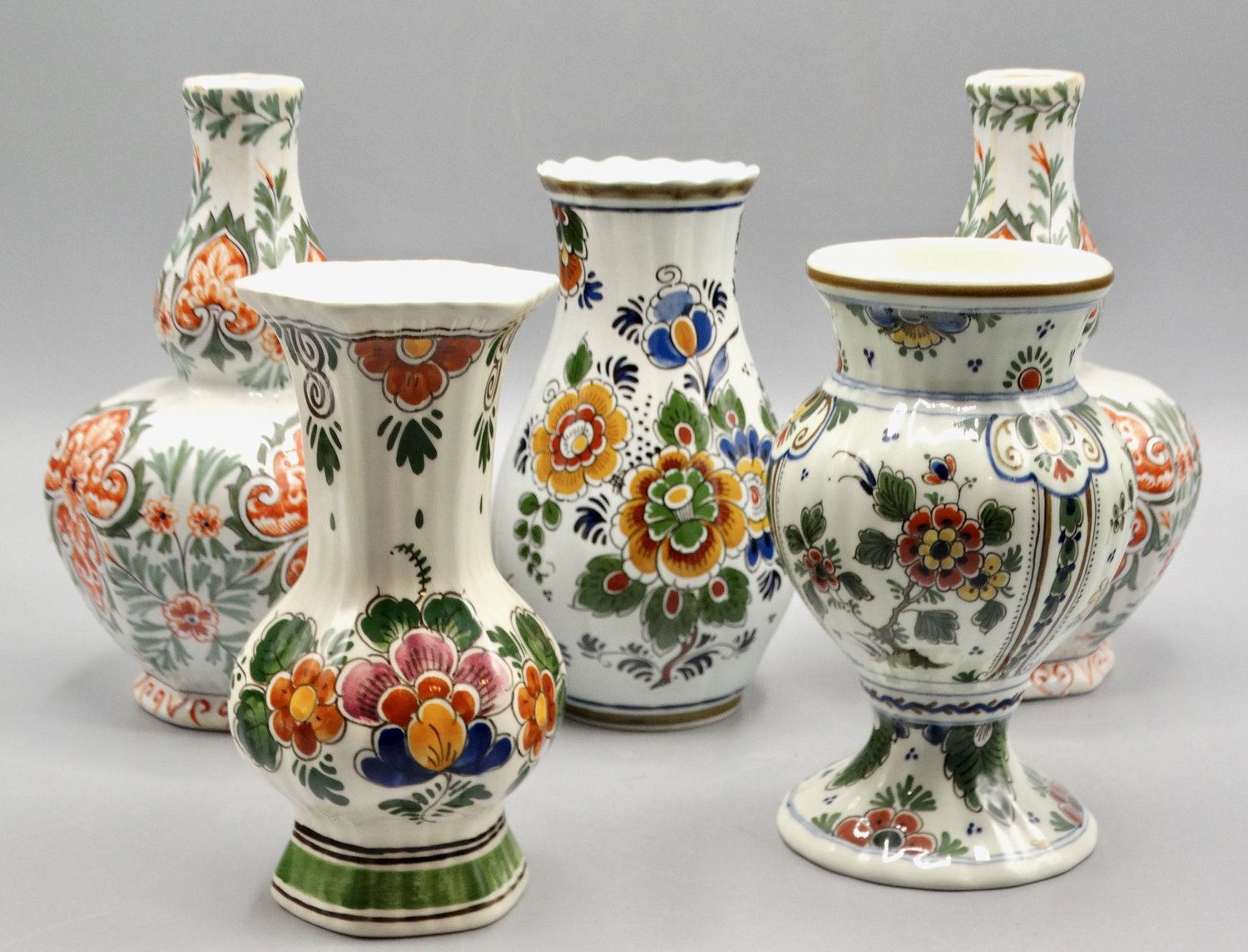 Vintage Dutch Delft Hand Painted Polychrome Vase — Faded Rose Antiques