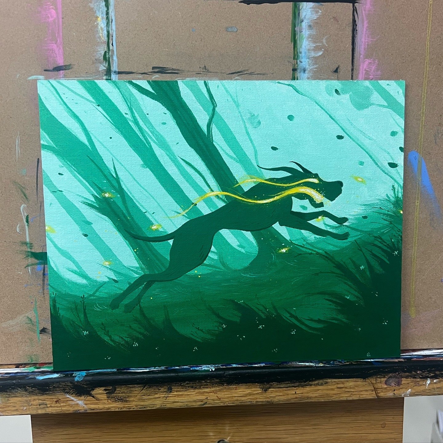 The Hound (The Teumessian Fox Part II), Acrylagouache, 2024.