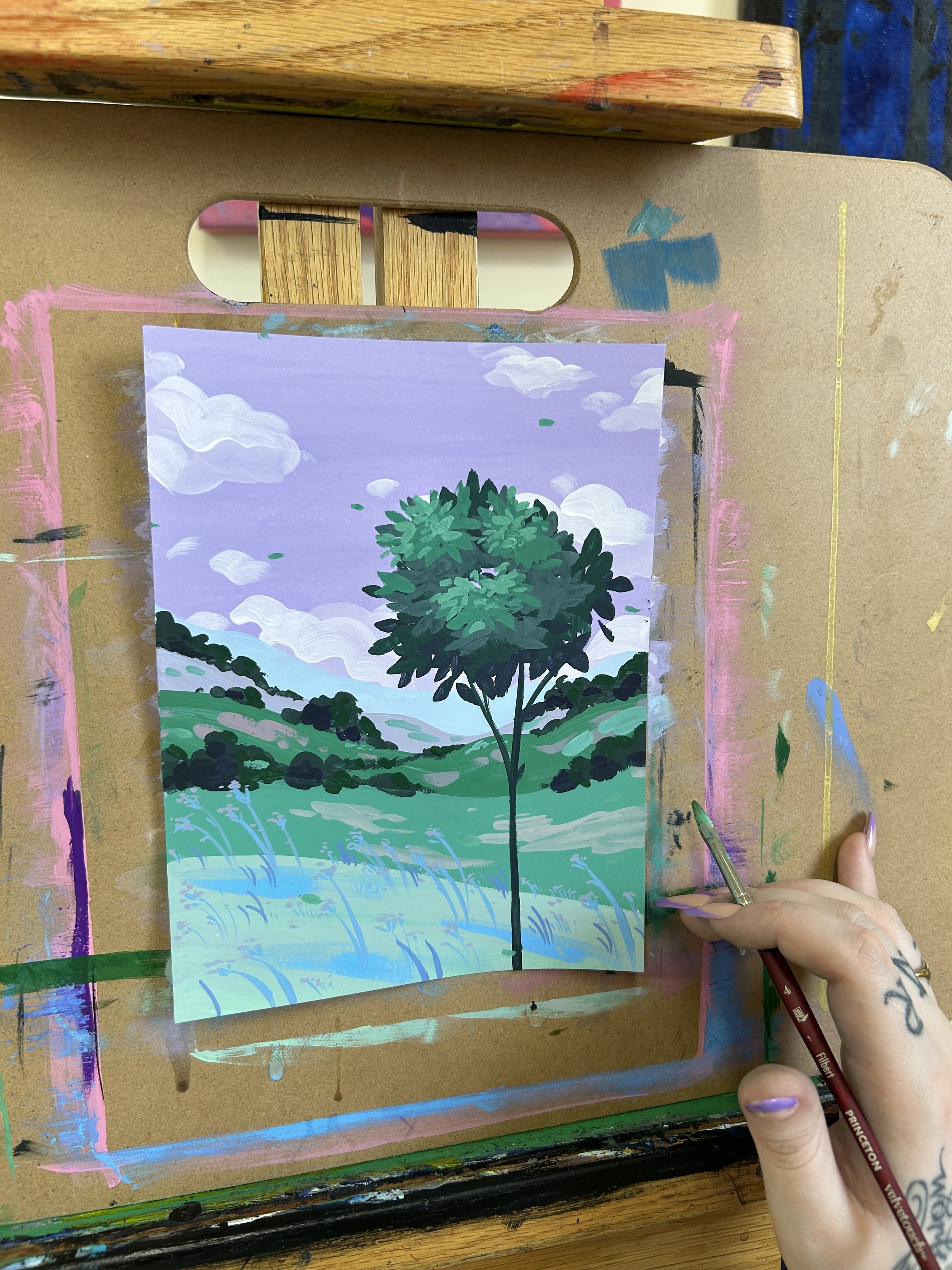 Pthalo Green study in acrylagouache on mixed media paper.