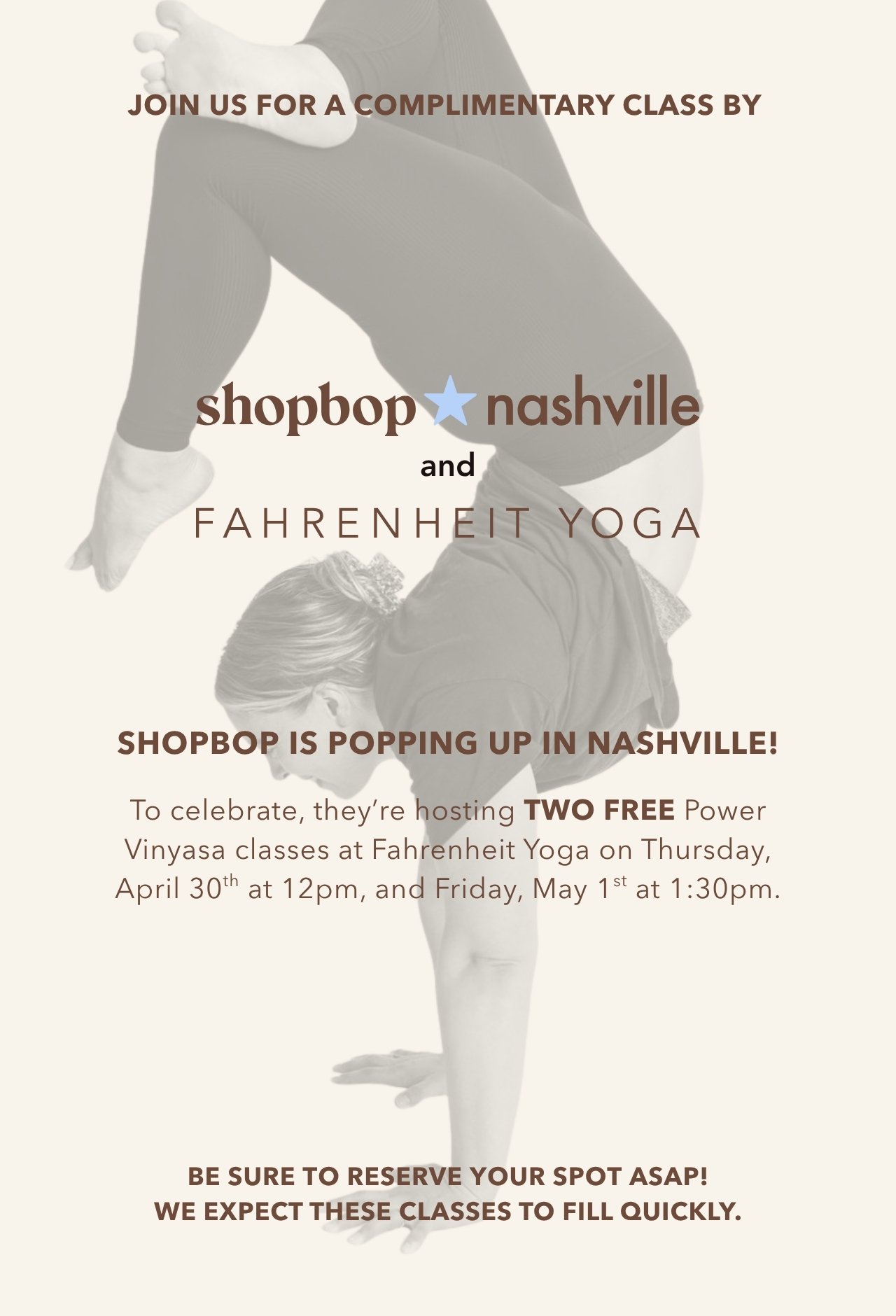 FREE Power Vinyasa Class hosted by Shopbop