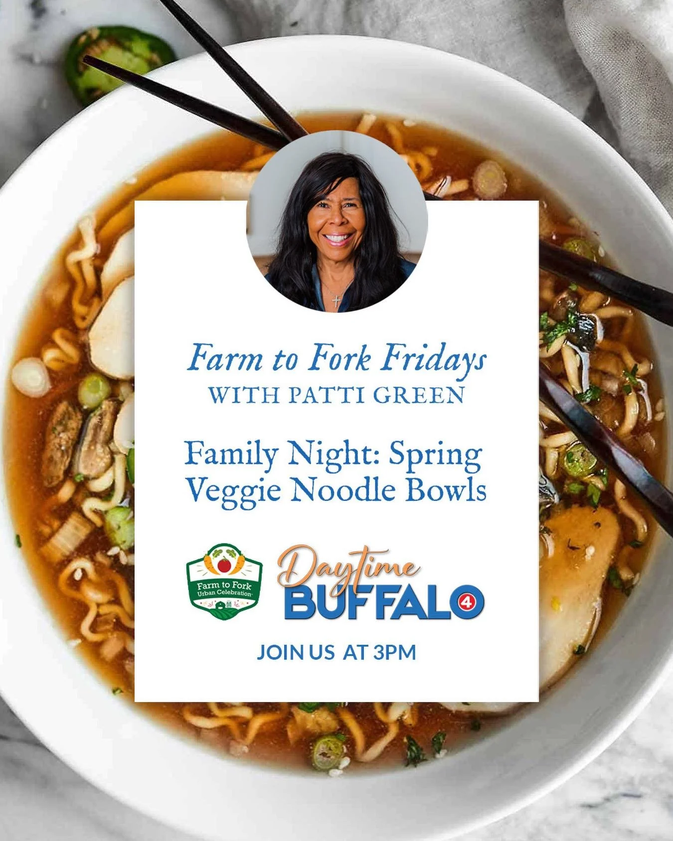 Join us today as we are share recipes for Family Night with Spring Veggie Noodle Bowls. Tune in at 3pm as we bring creativity, connection, and making vegetables exciting as we transition into a new season. It&rsquo;s all about making family night del