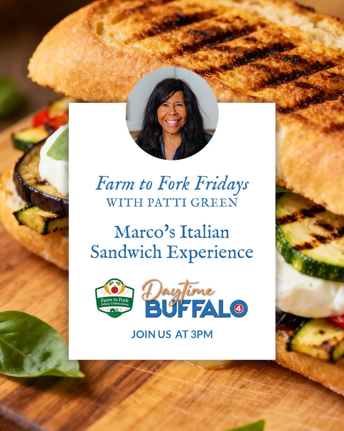 Today on Farm to Fork Fridays, Marco is joining us for his Italian Sandwich Experience. We will be sharing a few of his signature recipes and more! This is all about simplicity, fresh ingredients, and the fun in sandwich making. Also, a reminder to s