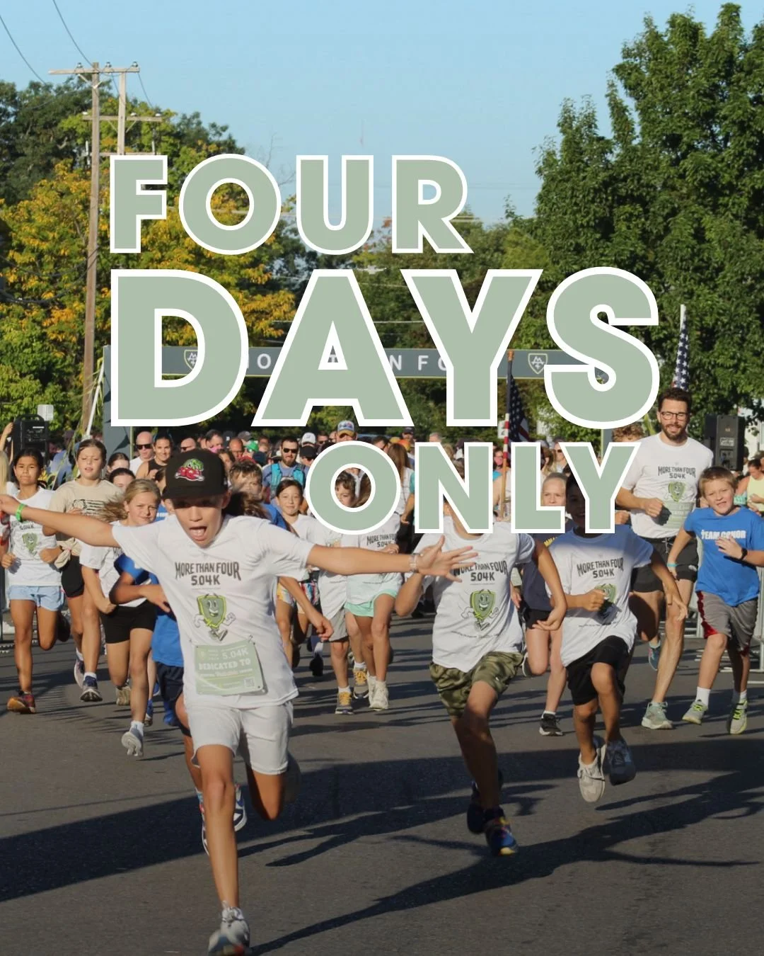 This is your sign to sign up. 👏

For four days only, registration for the More Than Four 5.04K is just $24!!

🗓️ May 1&ndash;4
⏰ Registration Opens at 9:00 AM

Grab your friends, plan your race day, and get ready to hit the course. Because this one