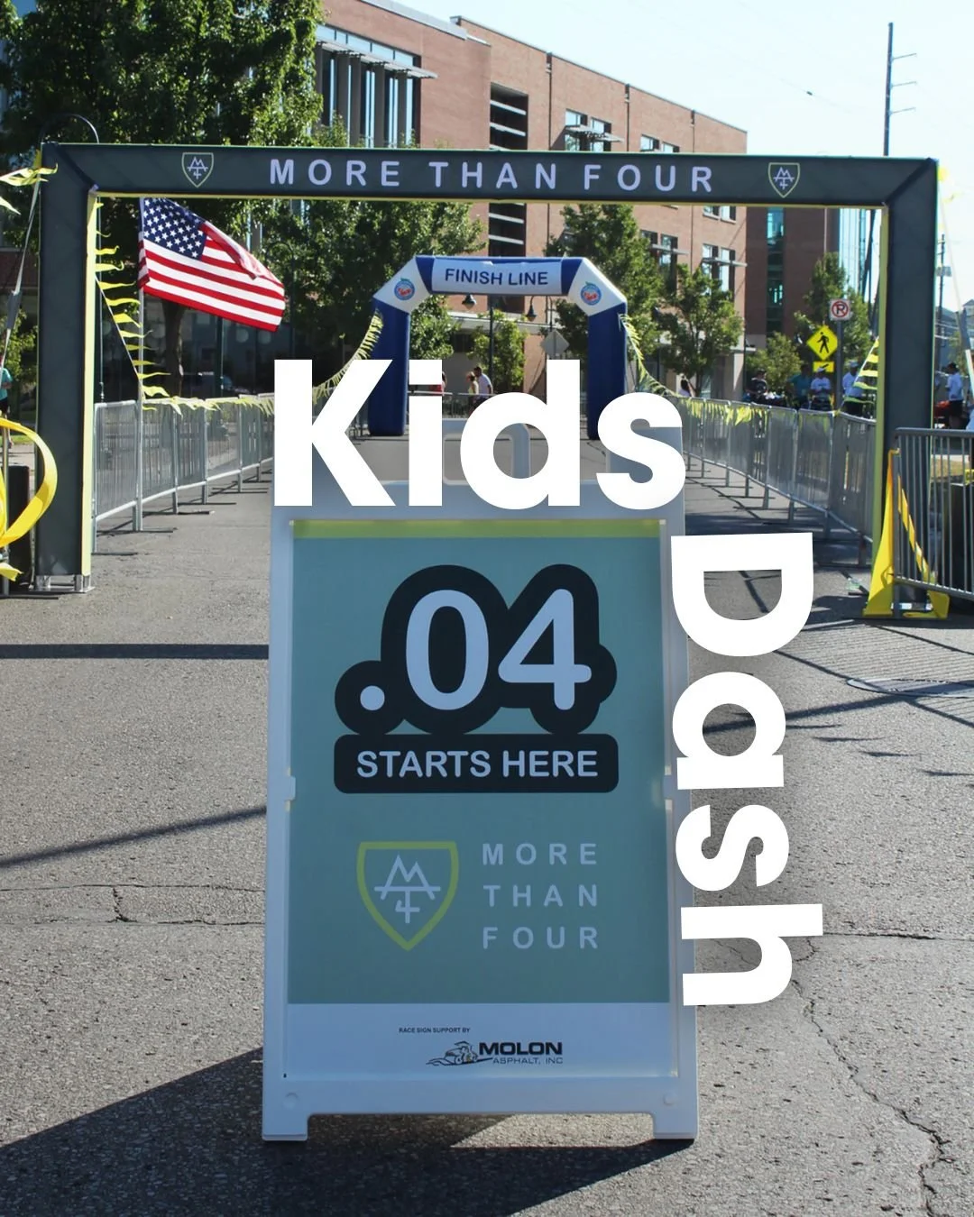 Little feet. Big impact. ✨

Kids ages 12 &amp; under can DASH before joining the fun of the More Than Four 5.04K with everyone!

Register today. 👏