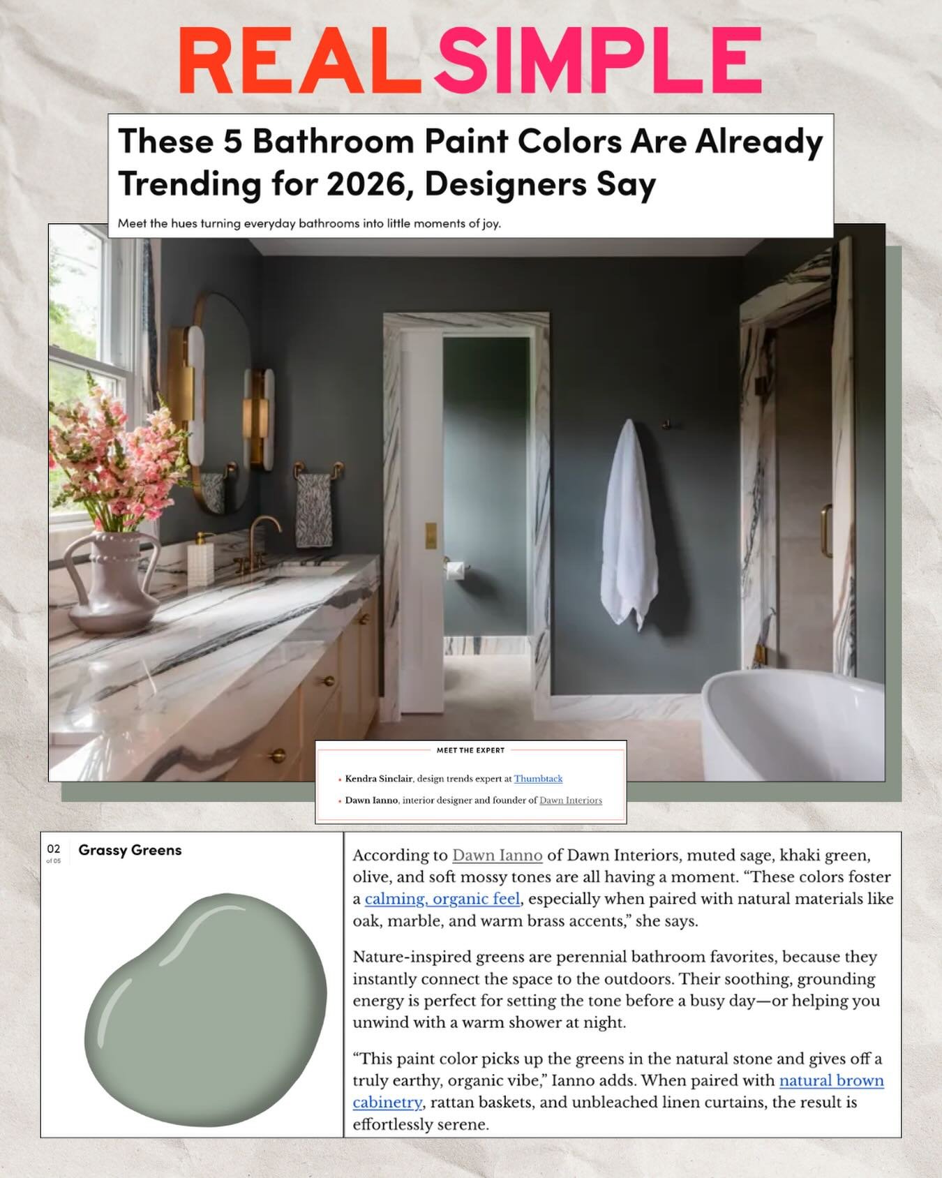 @dawninteriors talking 2026 bathroom paint trends with @real_simple 🙌 thank you @theblaxpat !