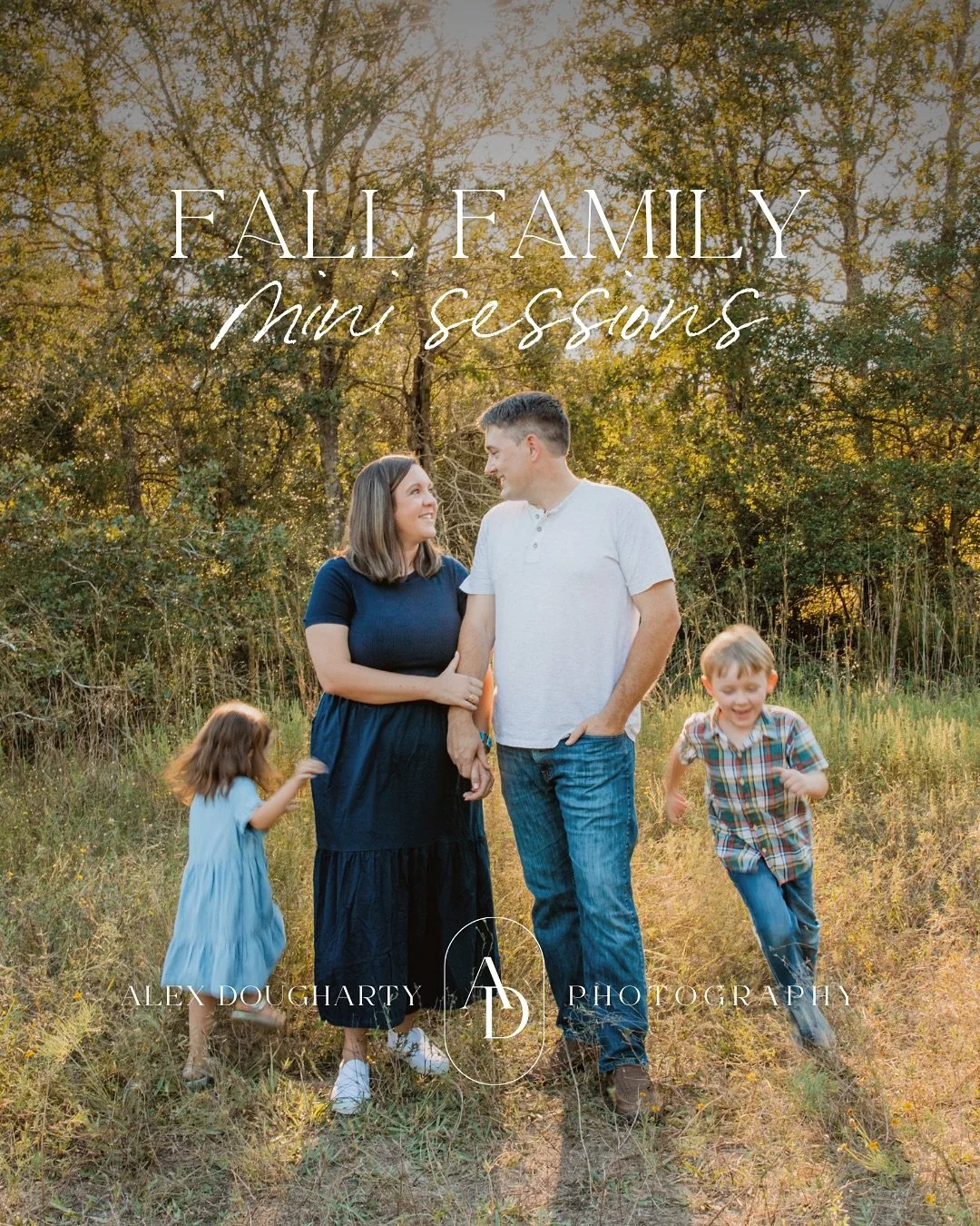 🍂 Fall Family Mini Sessions 🍂 ARE NOW OPEN!

📍 Location and Date:
Oct. 19 / Lick Creek Park &ndash; College Station, TX

Price &ndash; $200 + Tax
$50 non-refundable deposit
Remaining balance due at session

📸 What&rsquo;s included:
15 minute sess