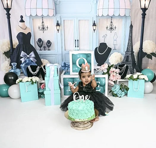 tiffany and co themed first birthday photoshoot