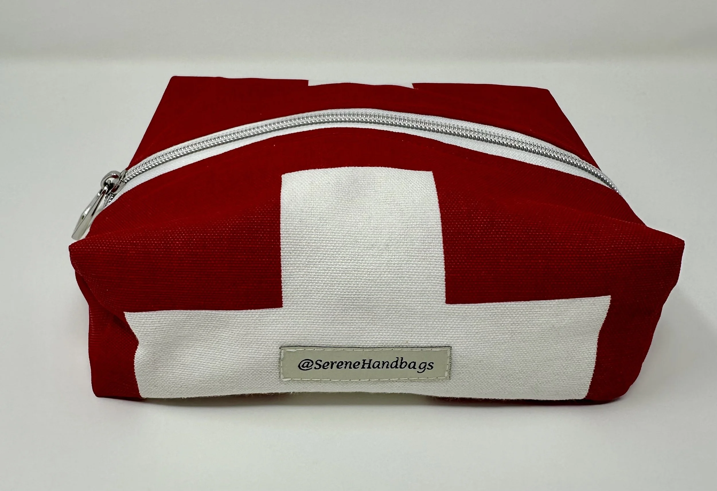 Red & White Boxy Pouch