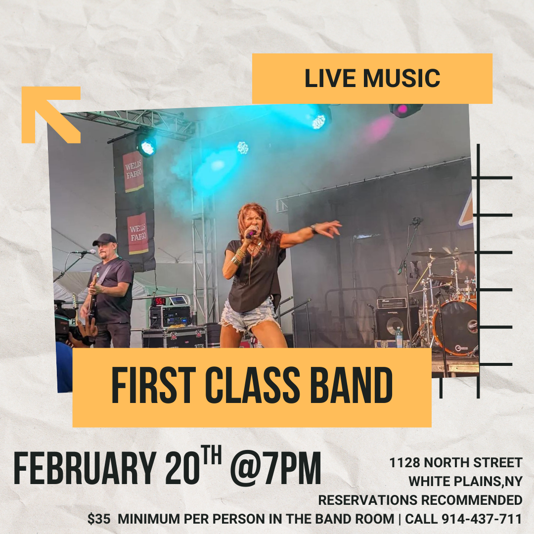 🔥 Live Music at North Street Tavern featuring First Class Band!
Get ready for a high-energy night on Friday, February 20th as First Class Band brings their powerful live performance to the Band Room at 7PM.

Known for their dynamic stage presence an