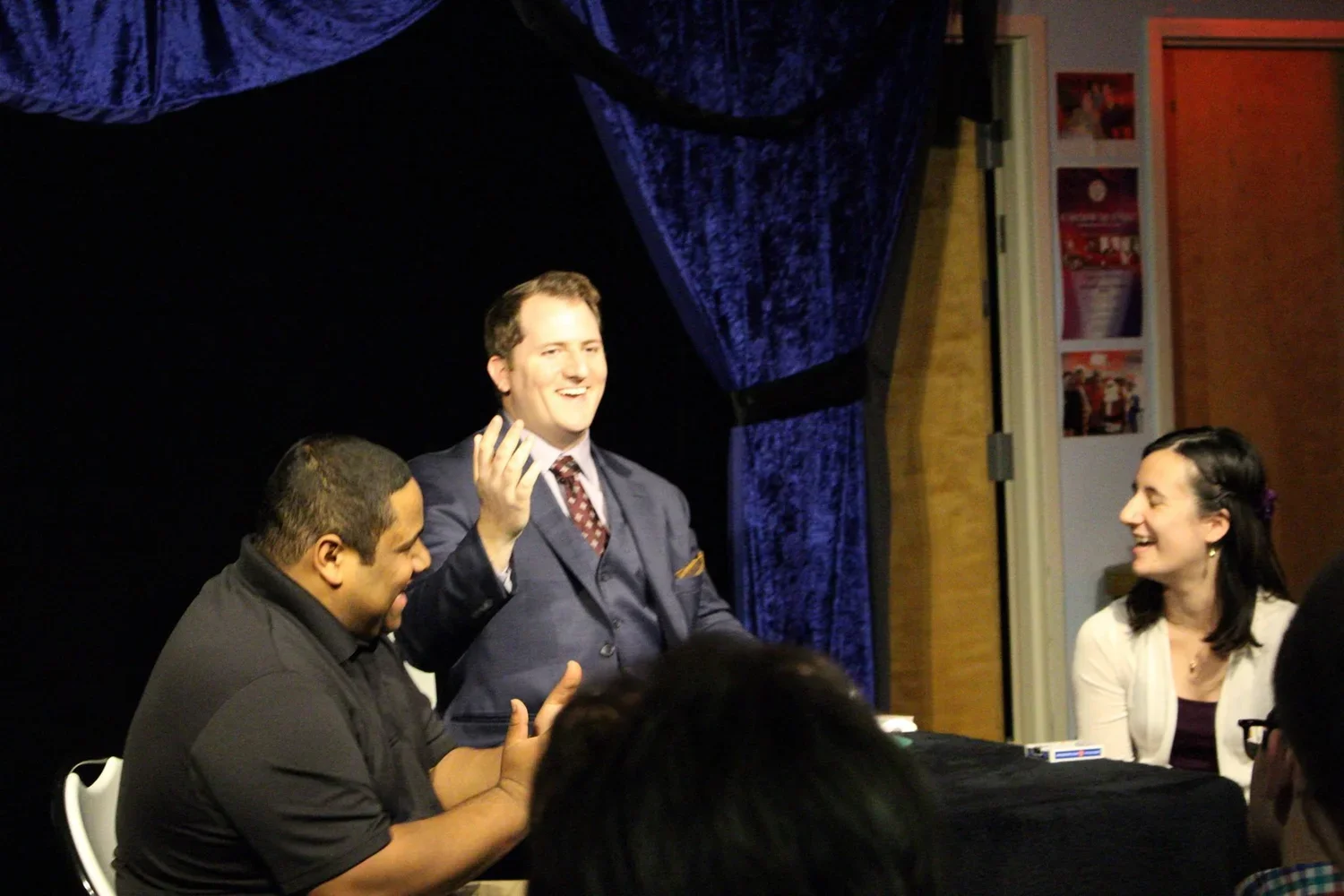 Shawn Mullins offering roving tarot readings at a private event in Boston