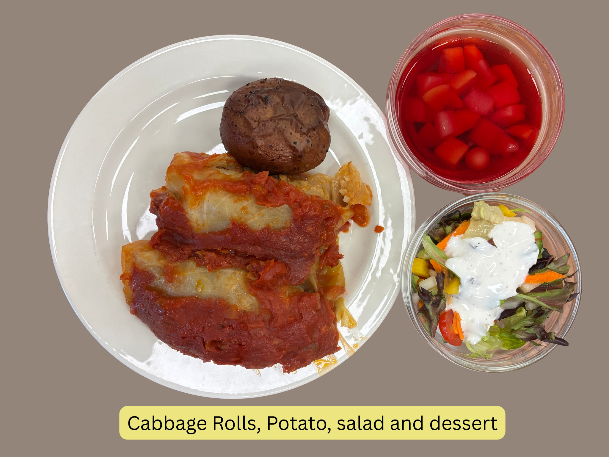 Cabbage Rolls, Potato, salad and dessert.png