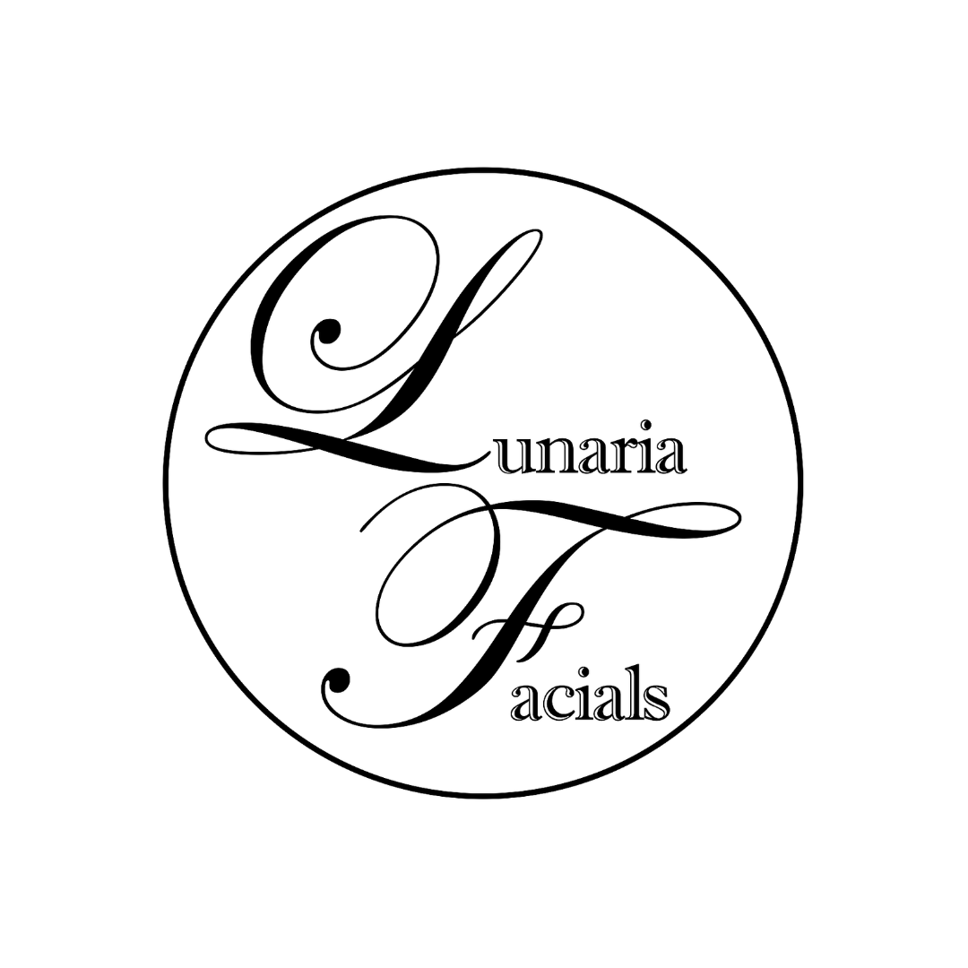 Logo of Lunaria Facial, with elegant black cursive and serif text inside a circle.