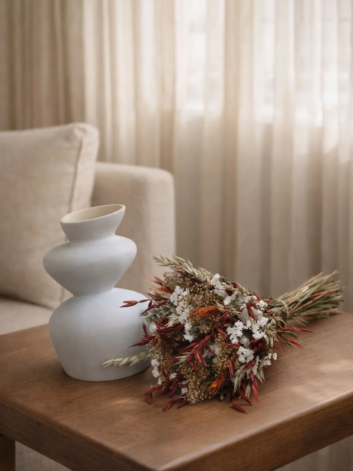 Ocre Atelier 🤎
Un ramo de flores secas en tonos tierra, creado sin prisa y pensado para quedarse.
Texturas naturales, ocres, burdeos y blancos suaves que evocan el campo, la calma y lo esencial.
Cada tallo se elige y se coloca a mano, respetando su 