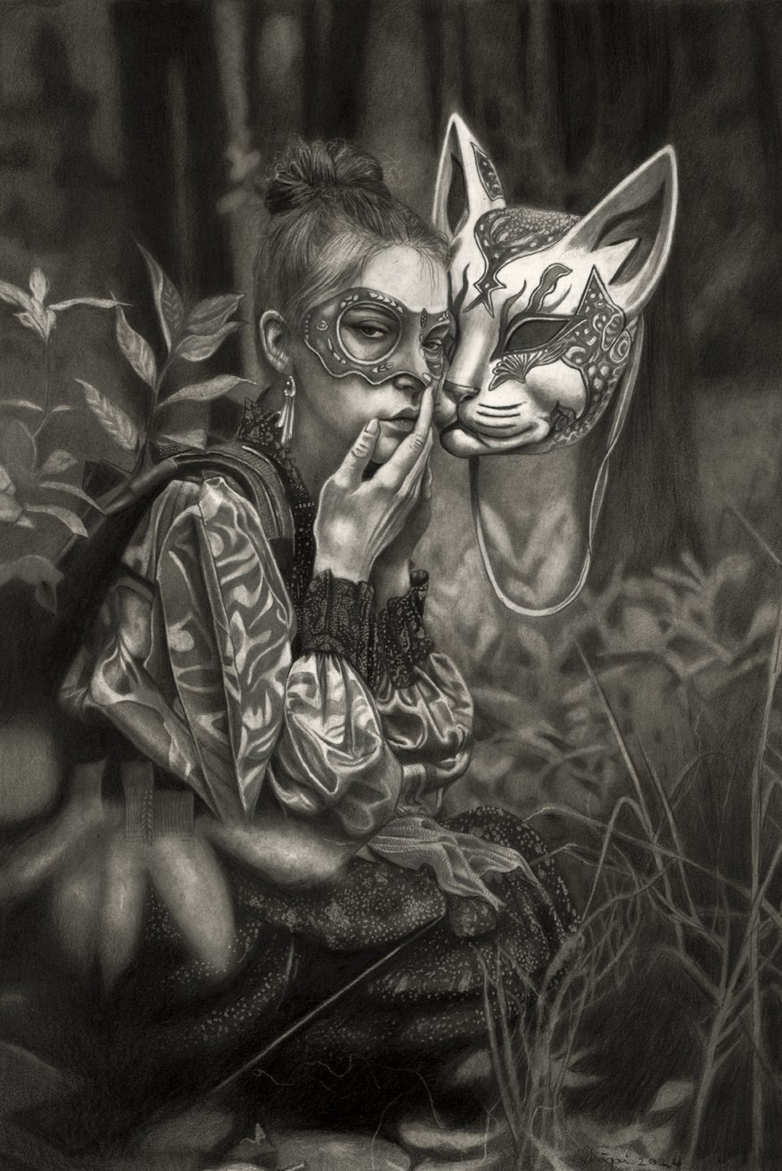 "Secrets" - 29,7 x 42 cm, Graphite on paper, 2024