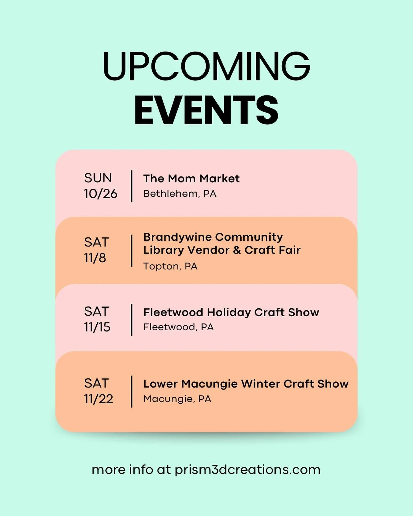 Come check out these great events over the next few weeks!