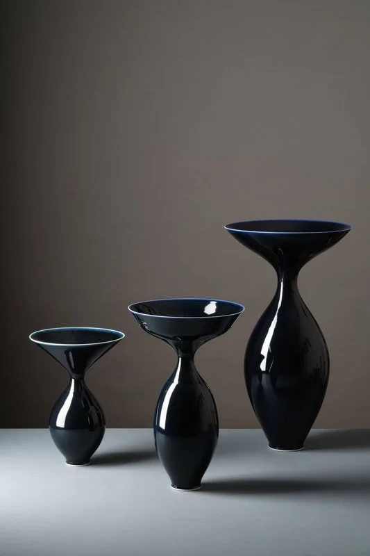 3 elegant ceramic vases