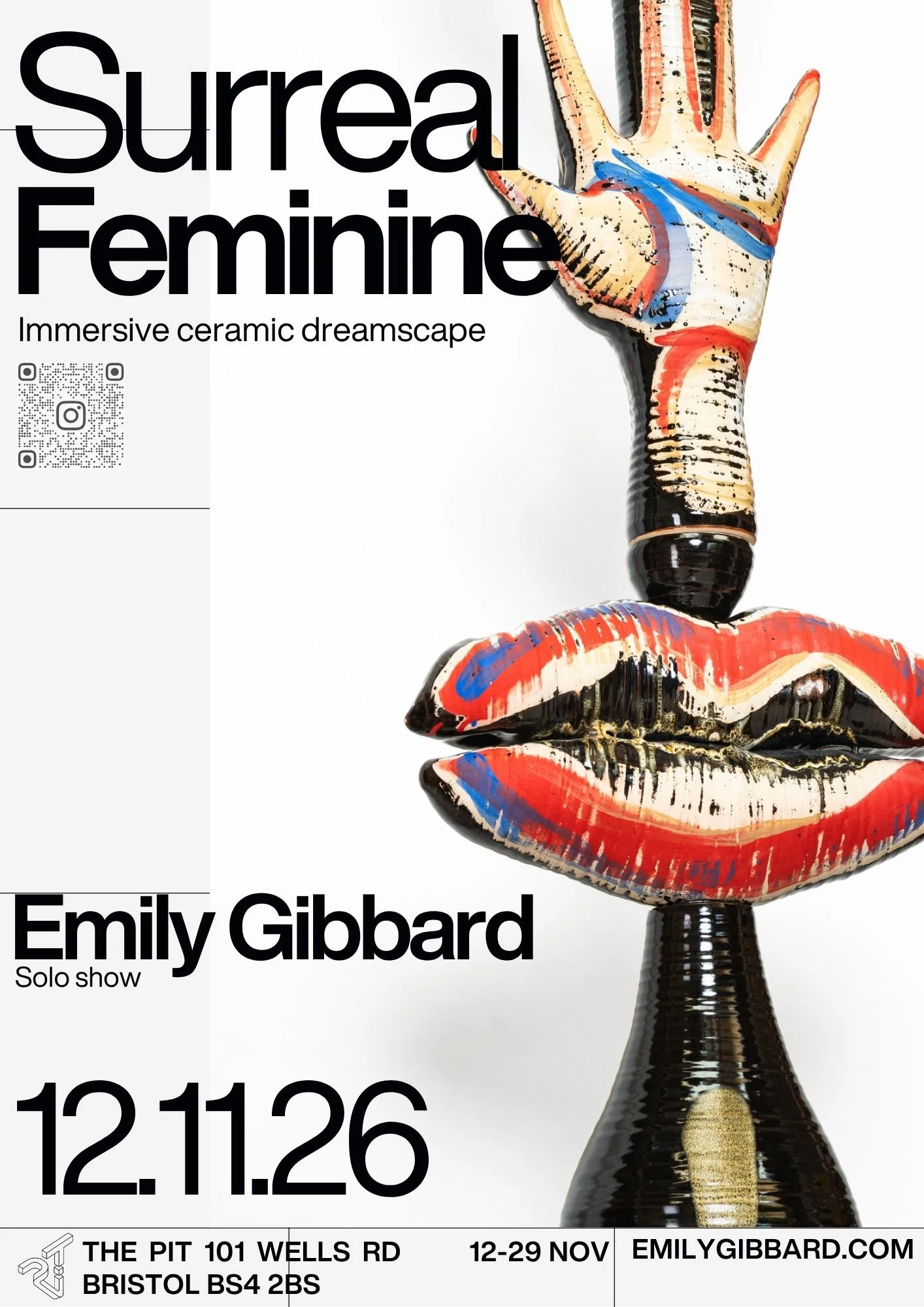SURREAL FEMININE - a solo show of immersive ceramic sculpture by Bristol artist Emily Gibbard.