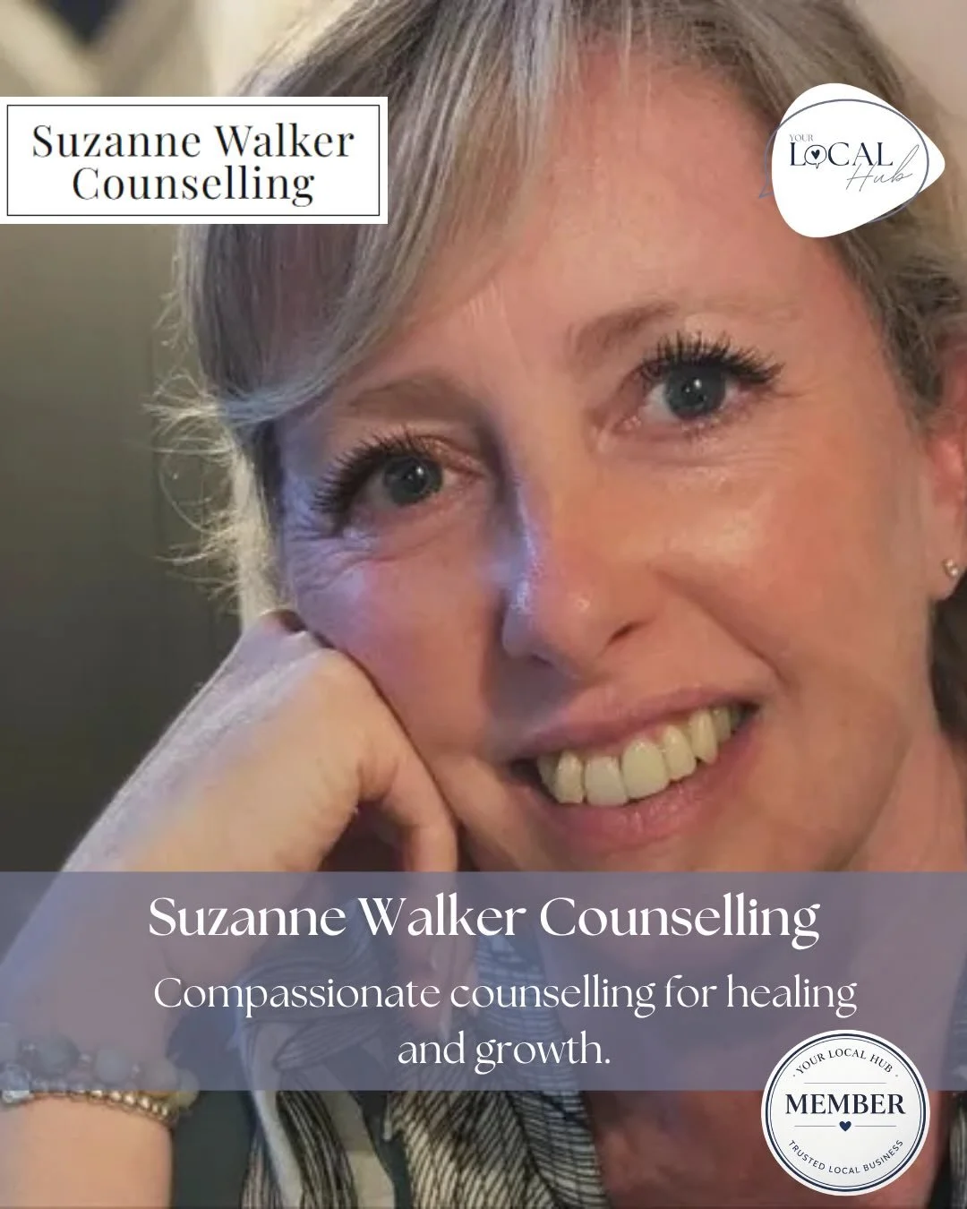 💙 Welcome to Your Local Hub Membership

We&rsquo;re delighted to welcome Suzanne Walker Counselling as a Your Local Hub Member.

Compassionate counselling for growth and healing.

Suzanne Walker @theimperfectlyhumantherapist offers attachment-focuse