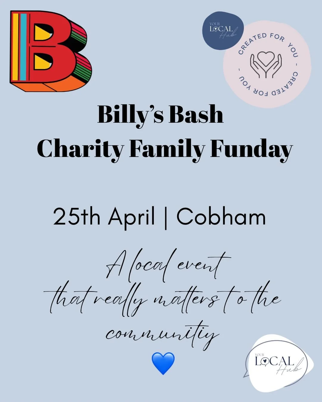 💙 A local event that really matters

Billy&rsquo;s Bash Charity Family Funday is back 🎉

Taking place on Saturday 25th April, this is a brilliant afternoon for families &mdash; and one that supports an incredibly important cause.

Billy&rsquo;s Bas