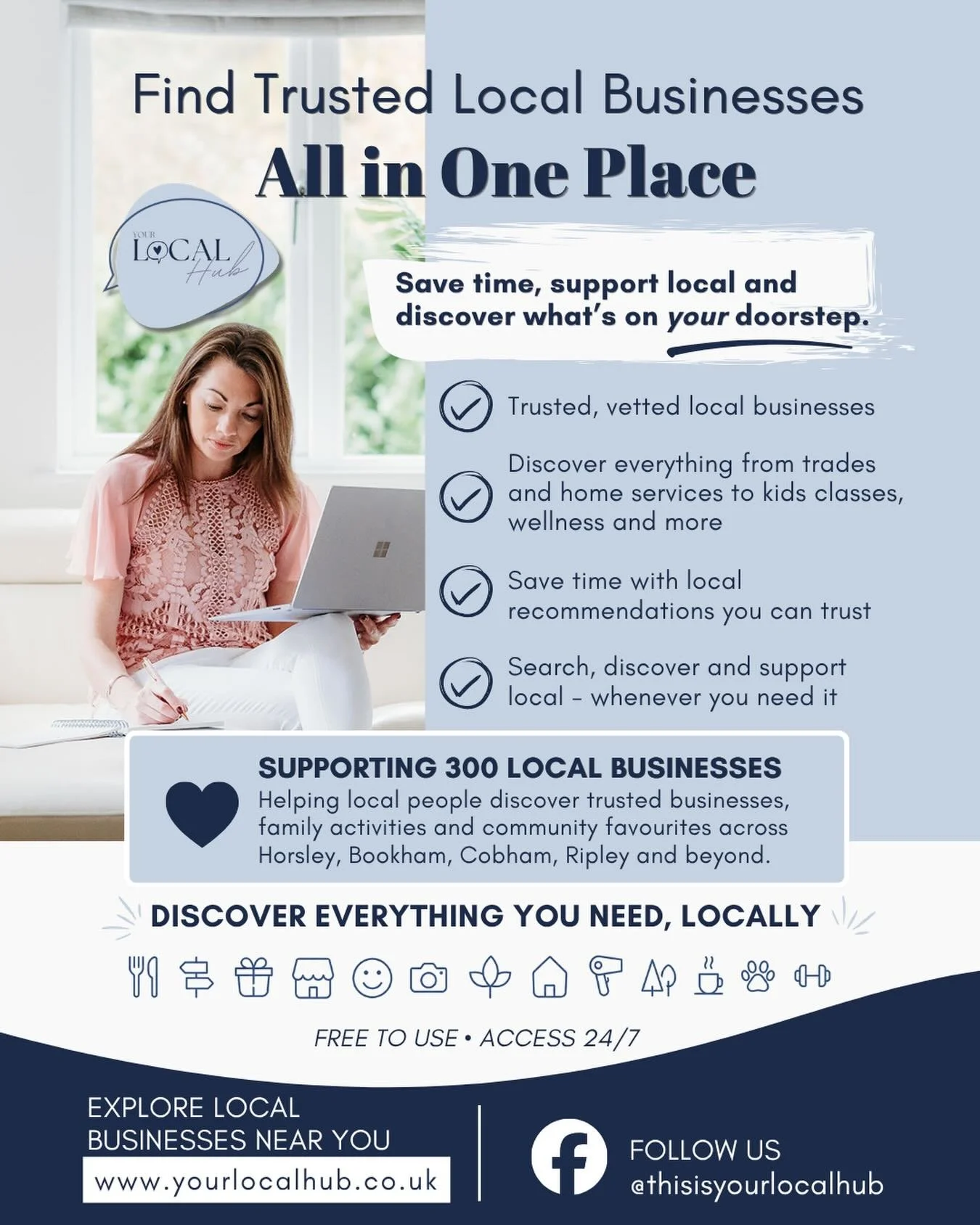 💙 Exciting news&hellip; our brand new Your Local Hub flyers are ready to head out into the community!

Over the coming weeks, we&rsquo;ll be distributing them across Horsley, Bookham, Cobham, Ripley and surrounding villages to help even more local p