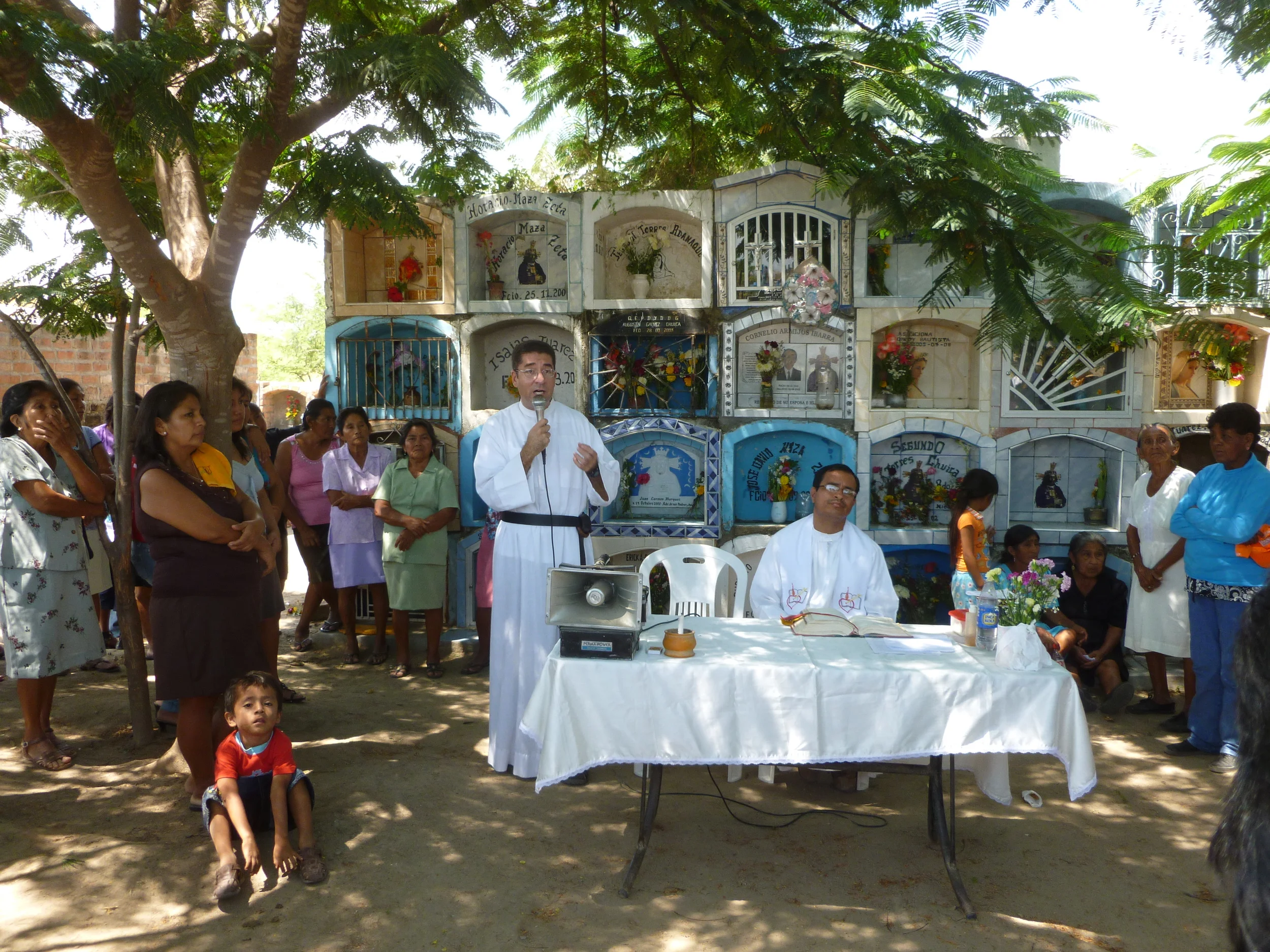 Fr. Robert Basler, O.S.A., spent one pastoral year in Chulucanas, Peru, giving many prayer services like this one seen here