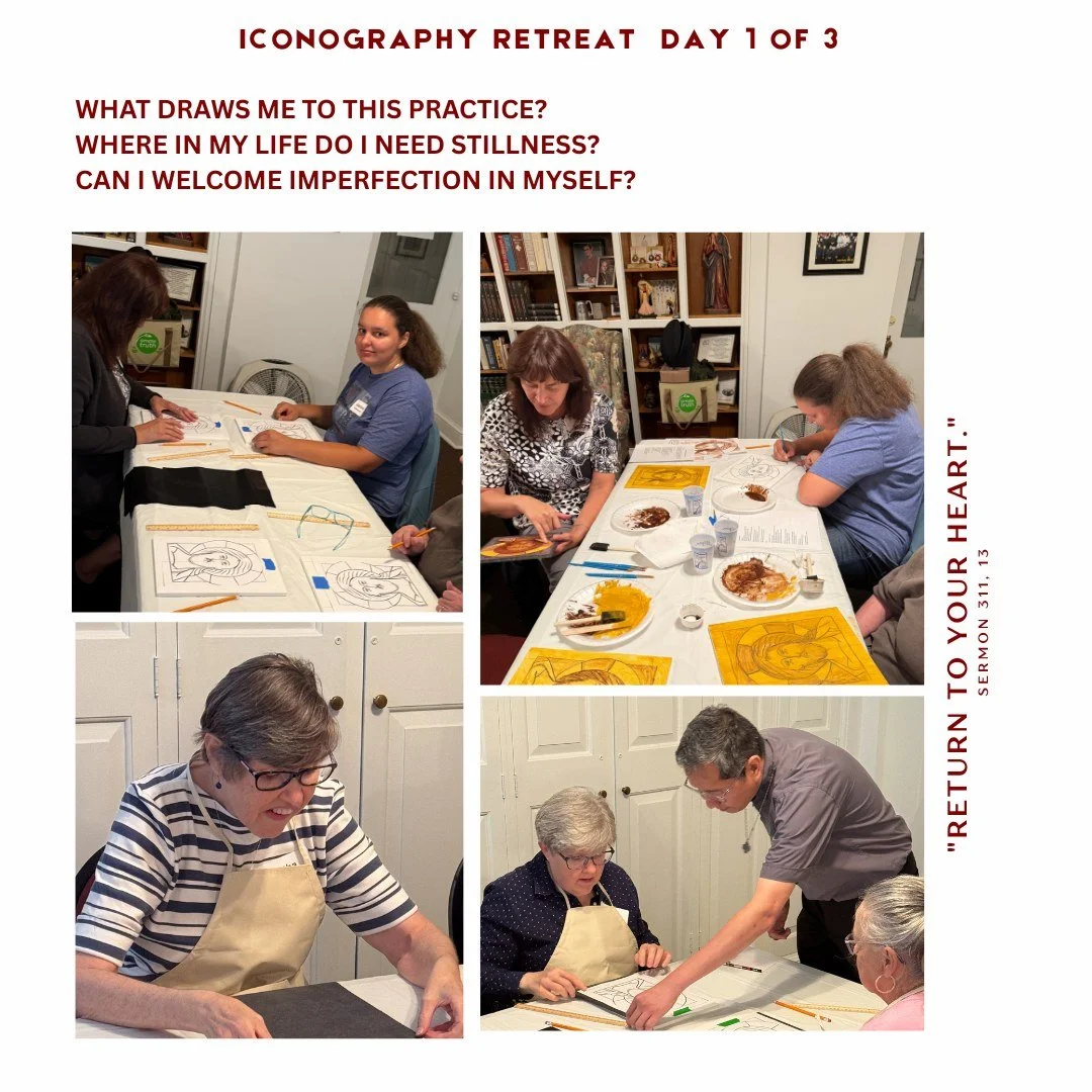 &ldquo;Be still, and let beauty teach you.&rdquo; On Day 1 of our Iconography Retreat, we begin not with perfection but with presence. Preparing the board and painting the first lines of our image reminds us that prayer is slow work, patient, imperfe