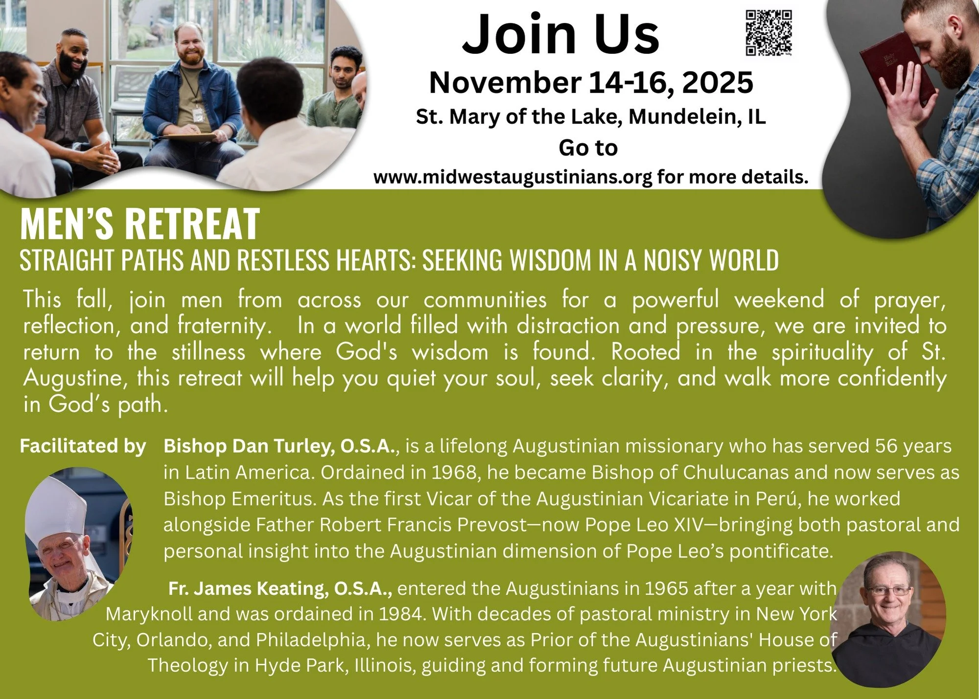 Have you registered yet? Please join us for our Men's Retreat on November 14-16! Register on our website today!