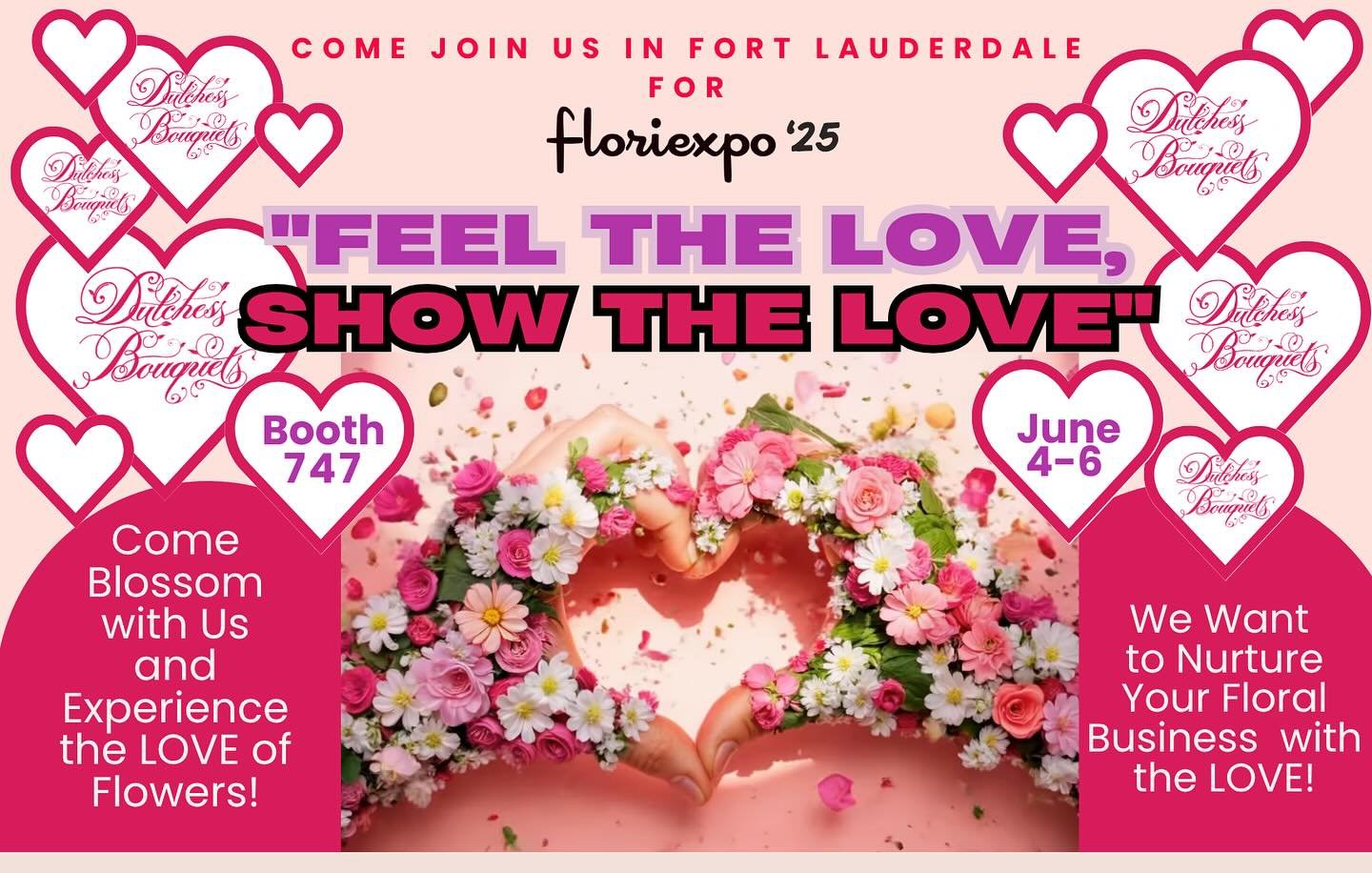 🌸 Fort Lauderdale, here we come! 🌸
Dutchess Bouquets is spreading the love at Floriexpo &rsquo;25!
Join us June 4&ndash;6 at Booth 747 and experience what it means to feel the love, show the love.

We&rsquo;re here to nurture your floral business w