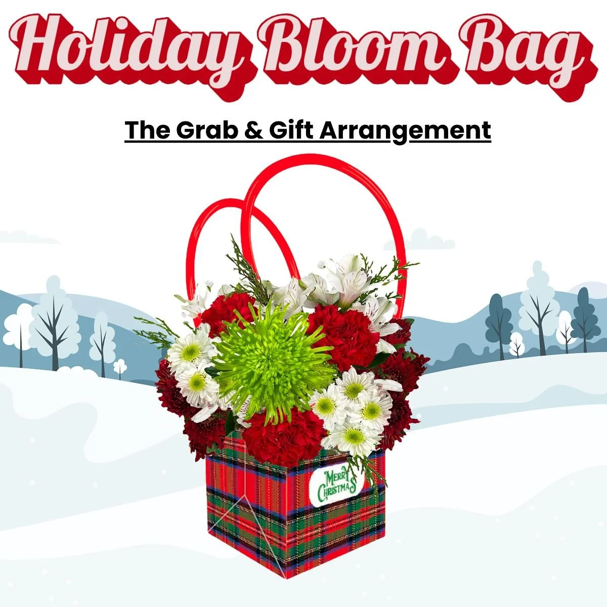🎁 Holiday Bloom Bag &mdash; The Perfect Grab &amp; Gift!
Bring instant cheer to any celebration with this festive plaid Bloom Bag, overflowing with vibrant holiday blooms. Designed for effortless gifting, it&rsquo;s ready to grab, give, and glow &md