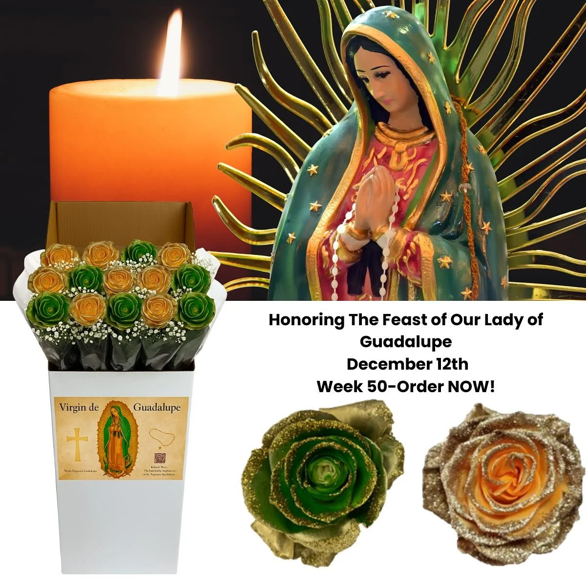 Celebrating the Feast of Our Lady of Guadalupe &mdash; a moment of light, devotion, and beautiful tradition. 🌹✨ Honor this cherished day with colors and blooms that reflect her grace.
&bull;
&bull;
&bull;
&bull;
#OurLadyOfGuadalupe #VirgenDeGuadalup
