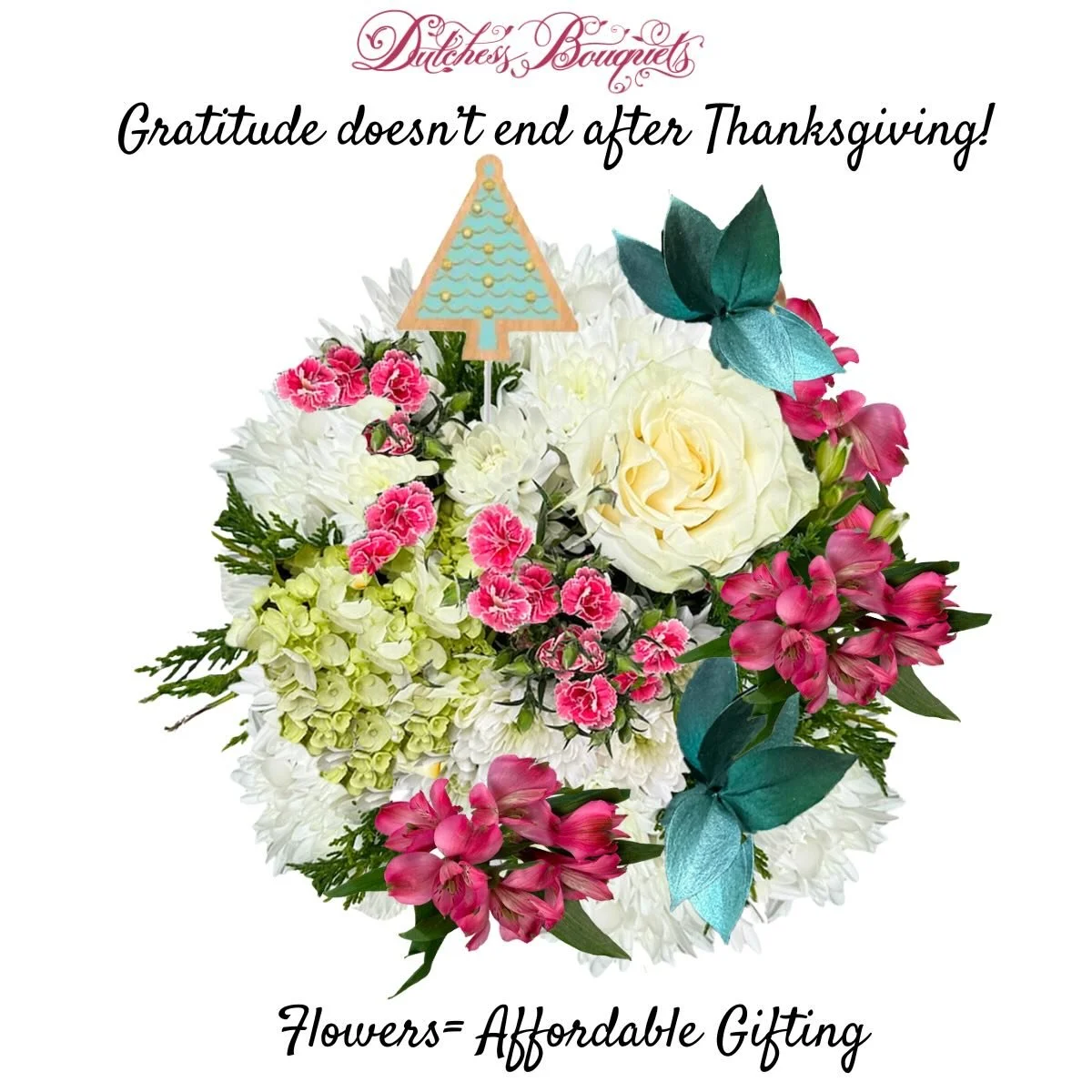 Gratitude doesn&rsquo;t fade after the feast, it blooms right into the holidays!
Say hello to our &ldquo;Sugarplum Tree&rdquo; bouquet. A sweet, sparkling reminder that a simple bouquet can make the season feel magical. 🌸🎄
&bull;
&bull;
&bull;
&bul