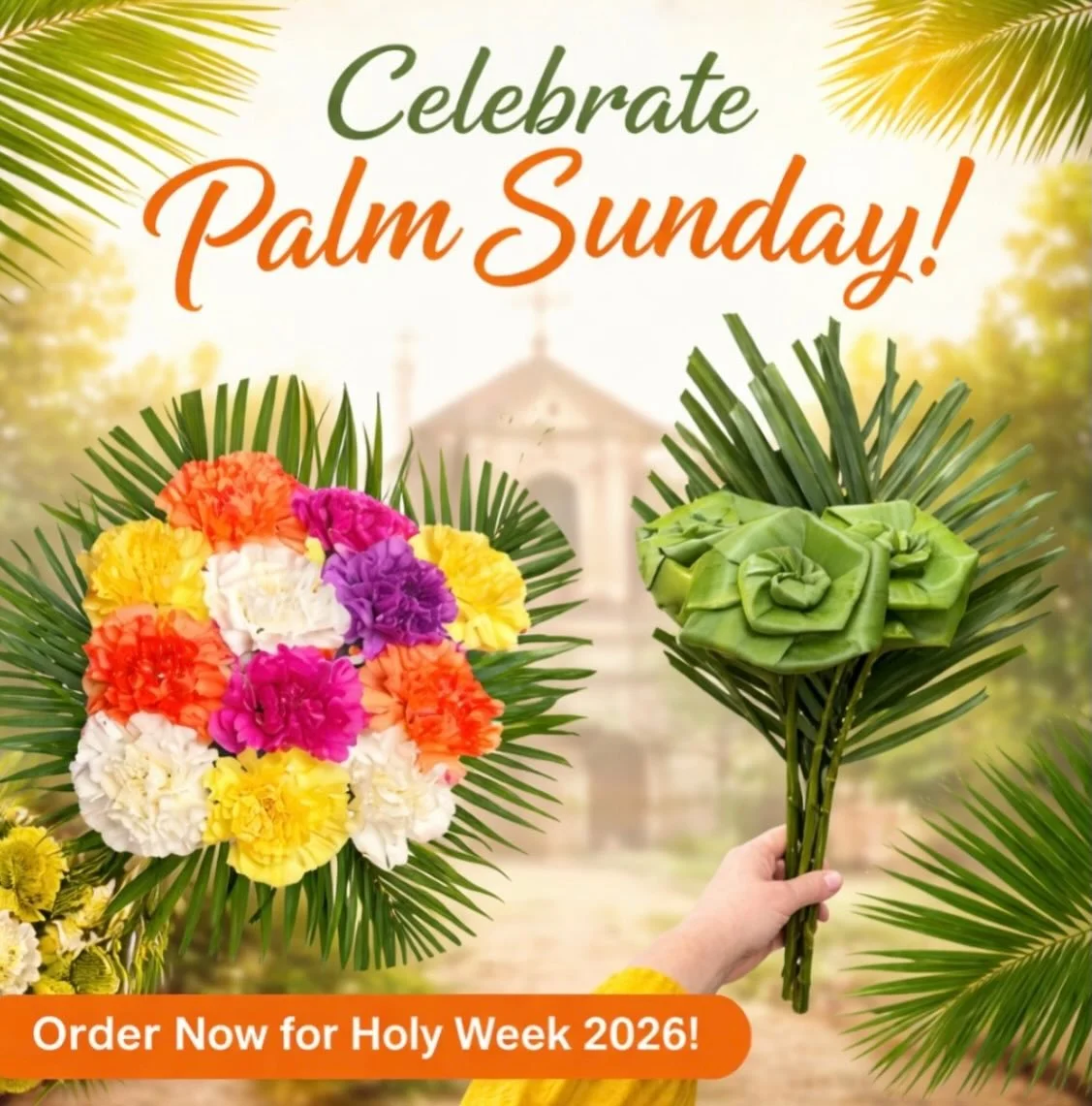 Palm Sunday marks the beginning of Holy Week &mdash; a time of reflection, renewal, and celebration. Our Palm Sunday Collection features vibrant carnations paired with classic palm foliage and our novelty Aspidistra Rosette Foliage Bouquet &mdash; de