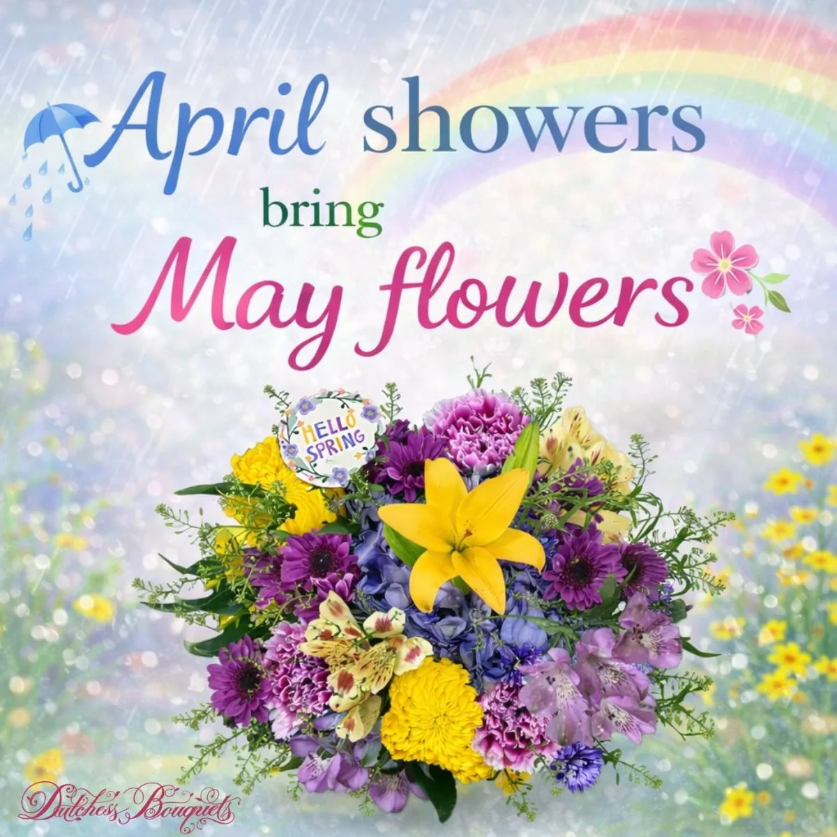 April showers bring May flowers&hellip; and this one&rsquo;s calling your name 🌸 Bright, cheerful, and made to make someone smile 💐
&bull;
&bull;
&bull;
&bull;
#SpringFlowers #AprilShowers #MayFlowers #FlowerLove #DutchessBouquets