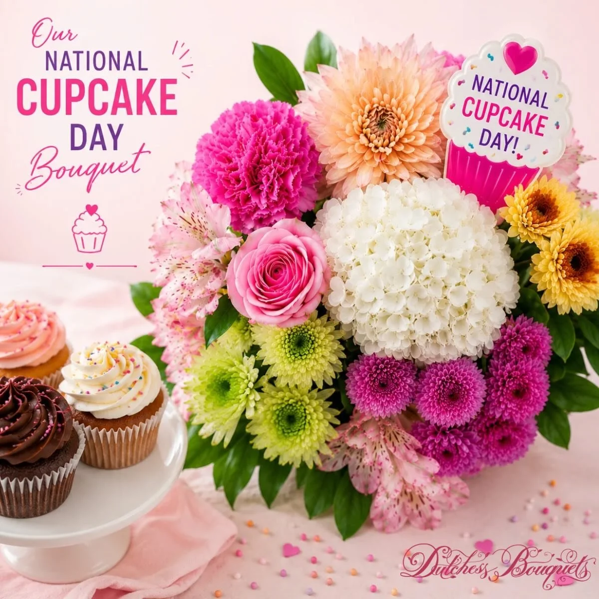 Serving up the sweetest blooms just in time for June 23rd 🧁🌸Meet our National Cupcake Day Bouquet  a fun, colorful bouquet inspired by everyone&rsquo;s favorite sweet treat. The perfect bouquet to brighten the day and celebrate something sweet 💕
&