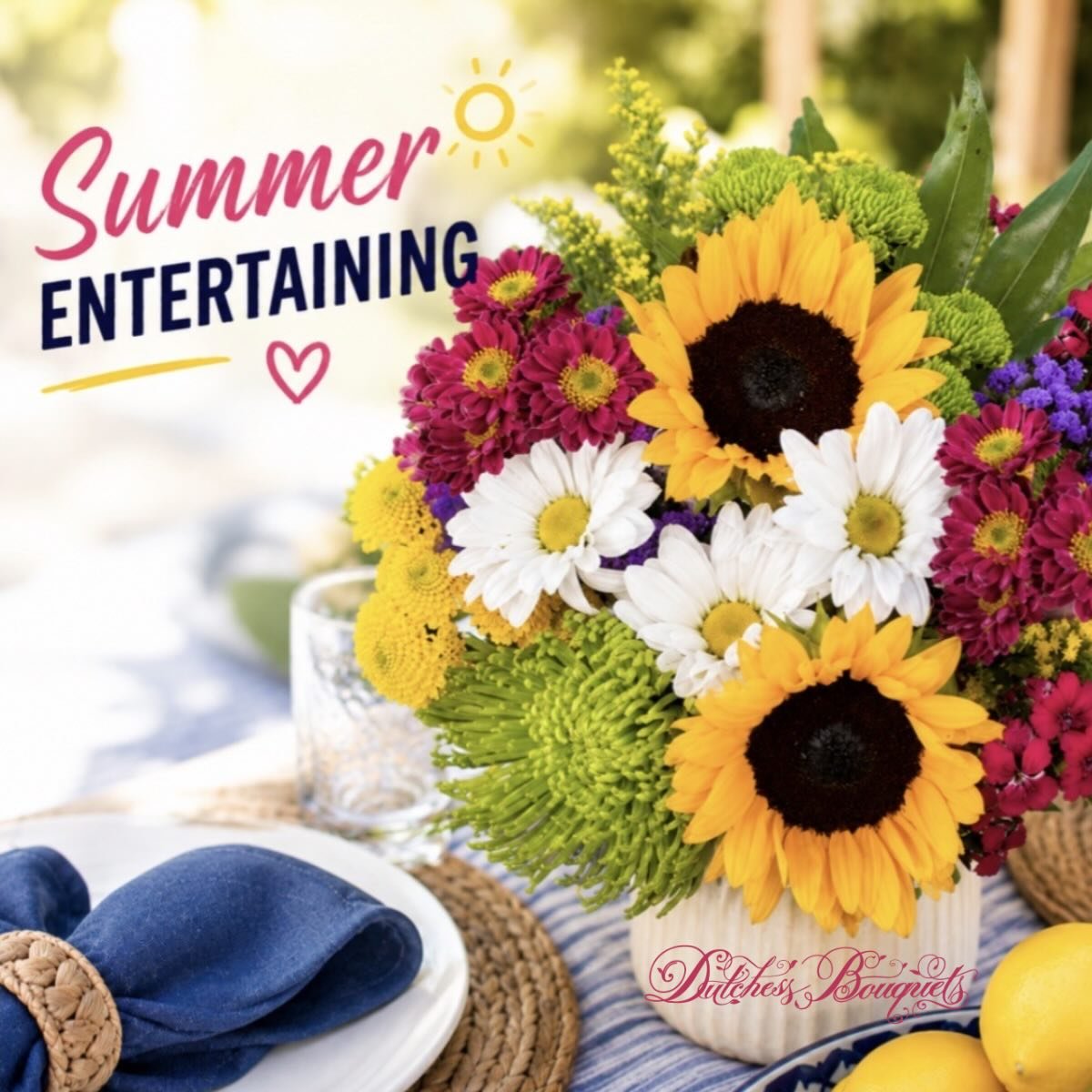Summer entertaining starts with flowers 🌻✨
Our Blissful Garden Bouquet brings bright color, cheerful texture, and effortless beauty to every summer table &mdash; from backyard dinners to weekend brunches and everything in between.Because every gathe