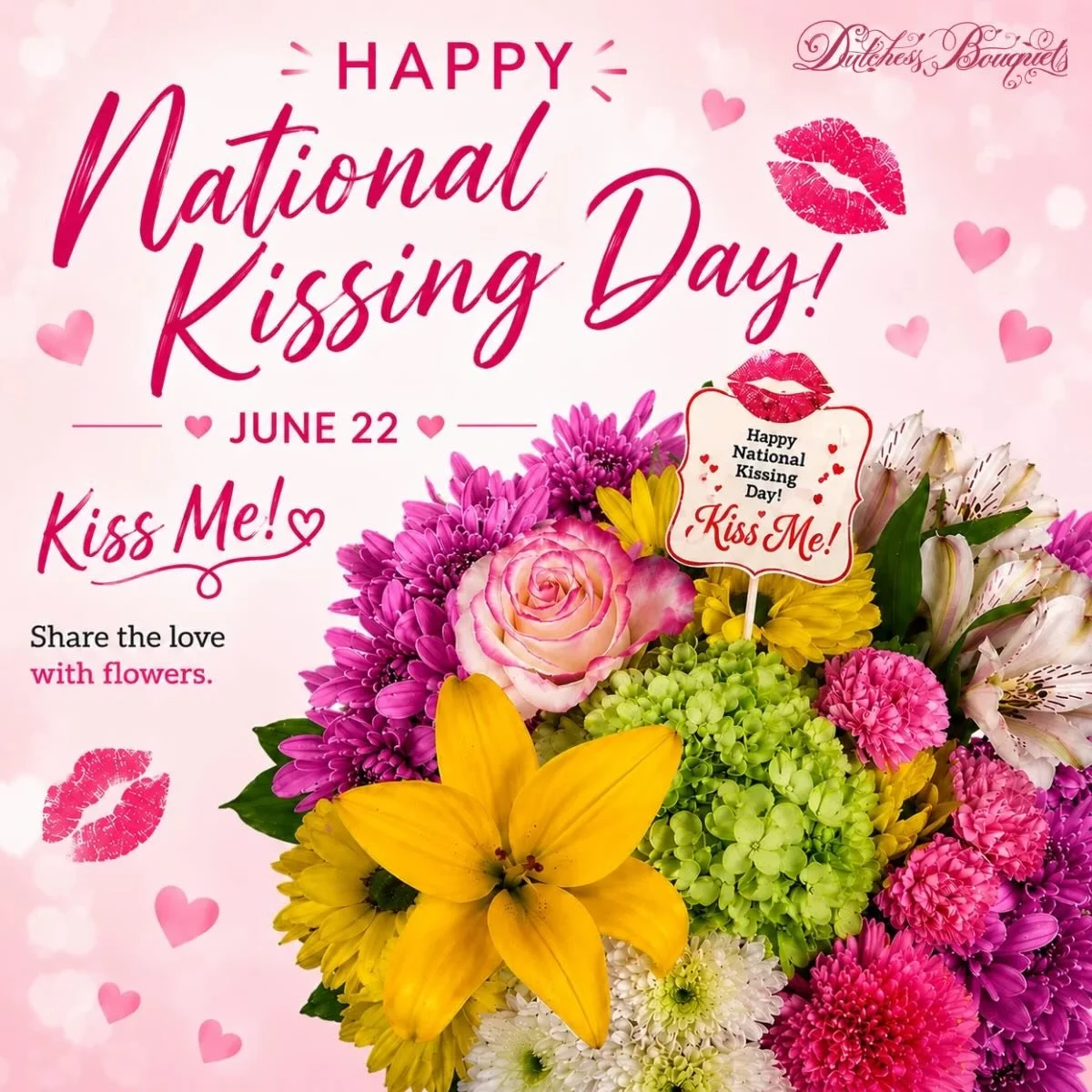 💋🌸 Happy National Kissing Day! 🌸💋
Sending a little kis💋 Mark your calendars! 💋
National Kissing Day is coming up on June 22, and we&rsquo;re getting ready to celebrate with flowers, smiles, and a little extra love. 🌸💐 Stay tuned and get ready