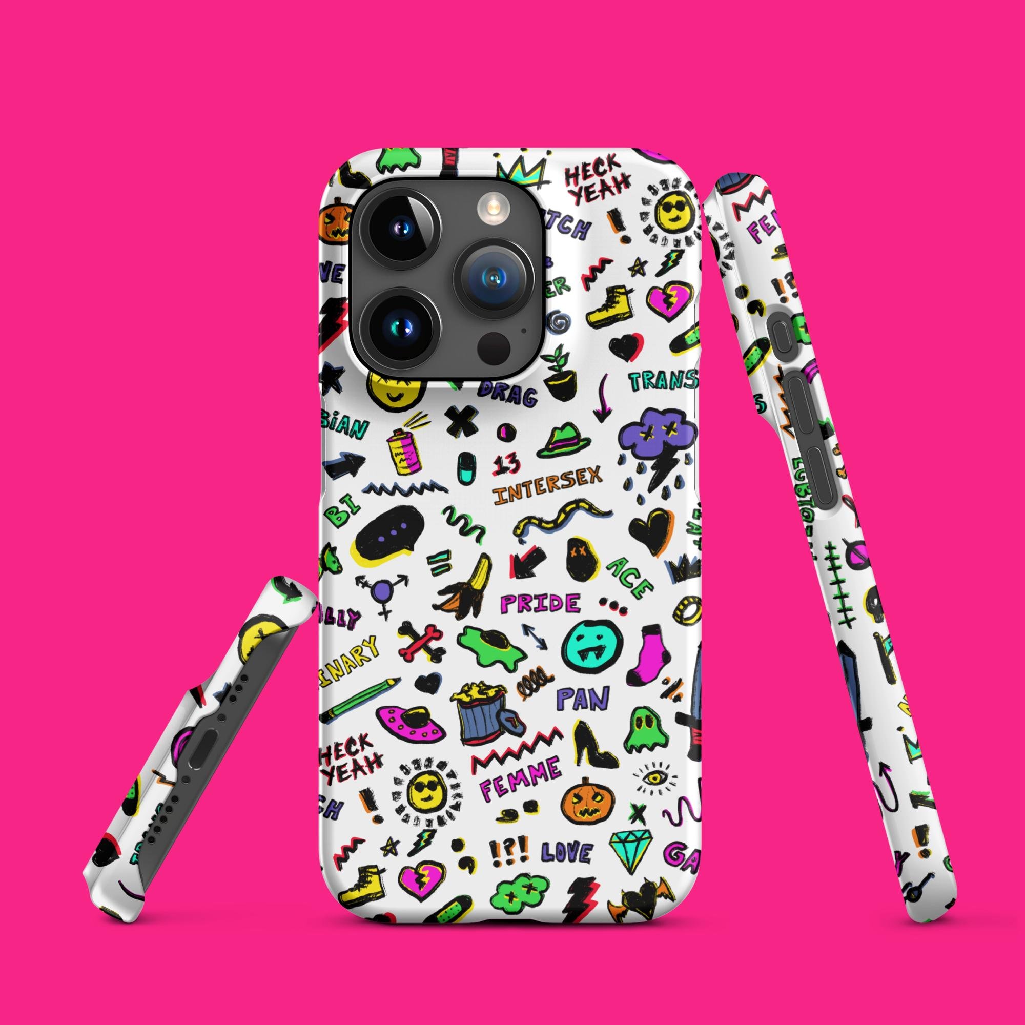 "Pride Doodles (Rainbow)" Snap case for iPhone® - Ollieverse