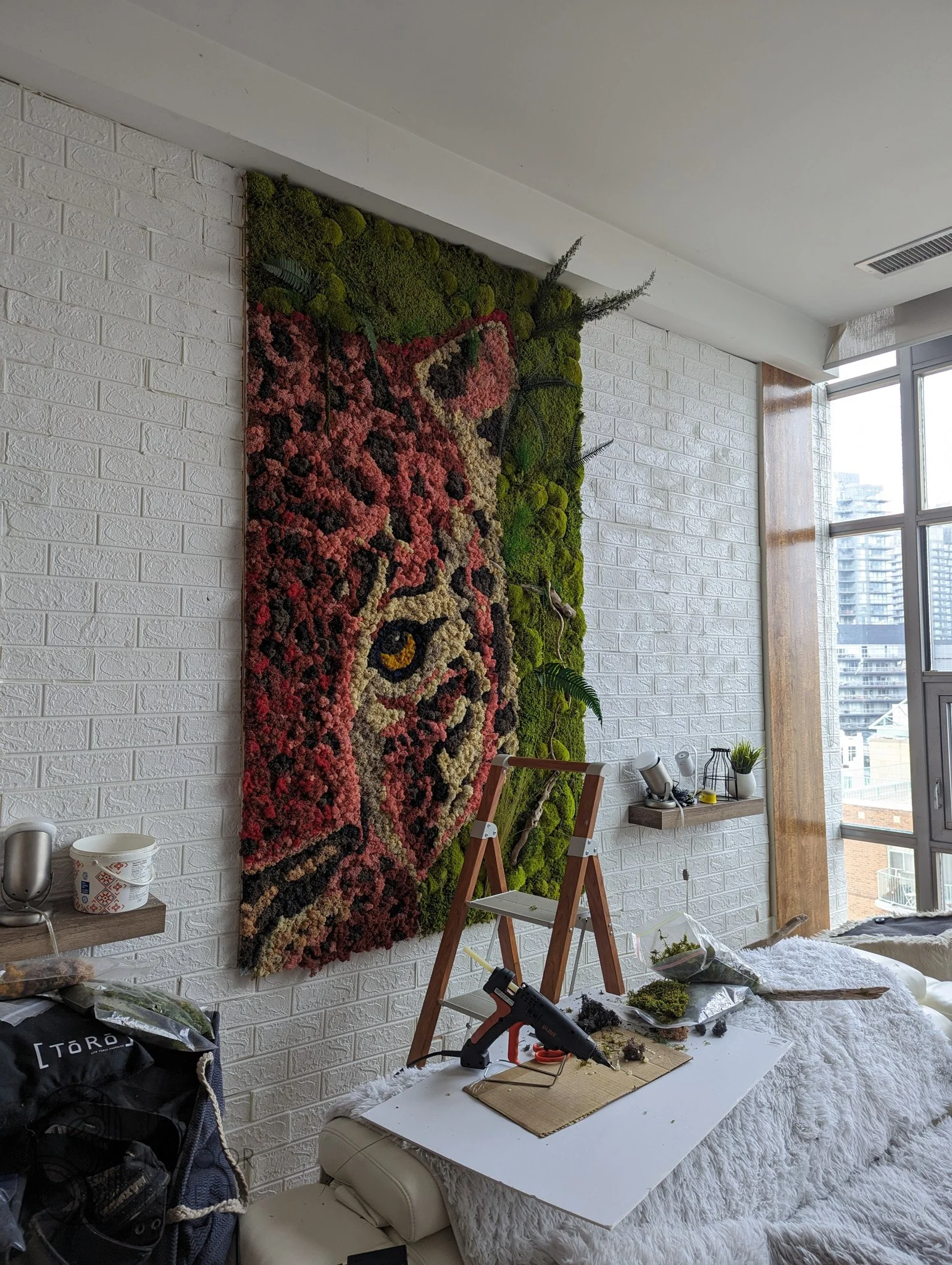 A bold preserved moss composition exploring pattern, colour, and visual impact.