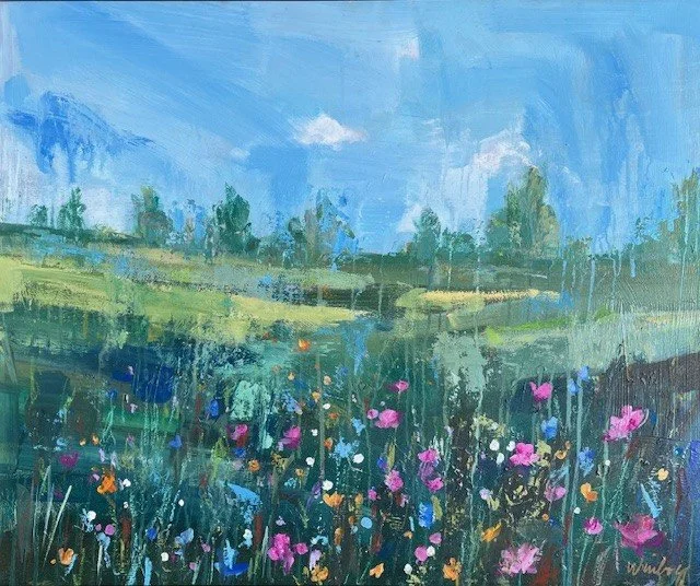 a walk in the flowers 24"x30" $2500 frame included 