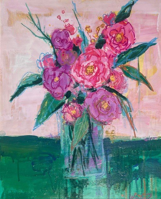 goldie bouquet 16"x20" $1200 frame included 