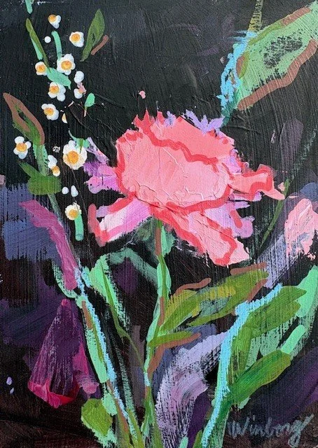 pink blossoms 5"x7" $200 frame included 