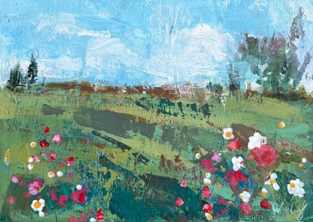 field of poppies 5"x7" SOLD 